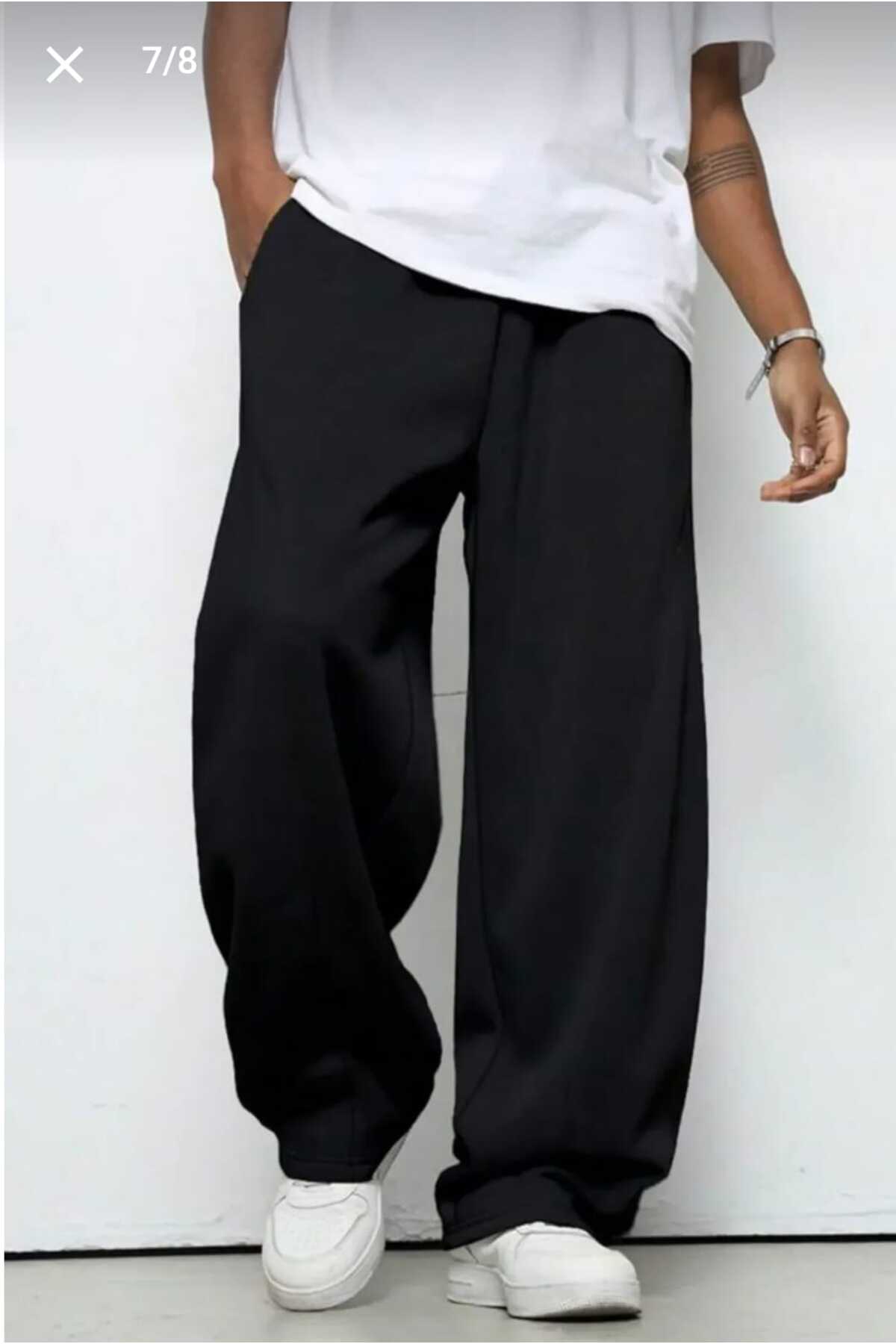 sionnes  Erkek Siyah EŞOFMAN ALTI Baggy Battal Büyük Beden Spor Giyim Kaliteli Bol Kesim Esnek Rahat Kumaş - Görsel 7