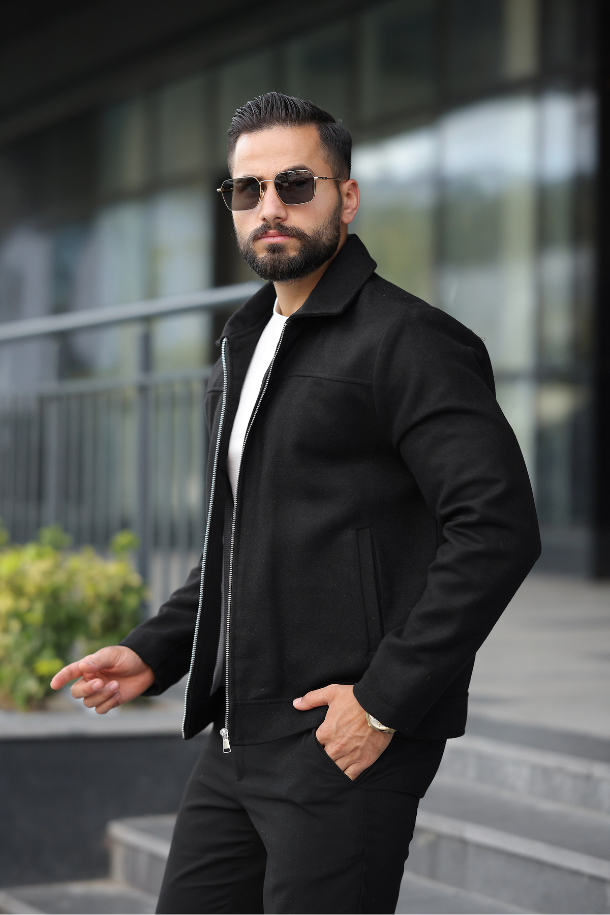 BYzıt  Erkek Oversize Kısa Kaşe Kaban Ceket - Görsel 4