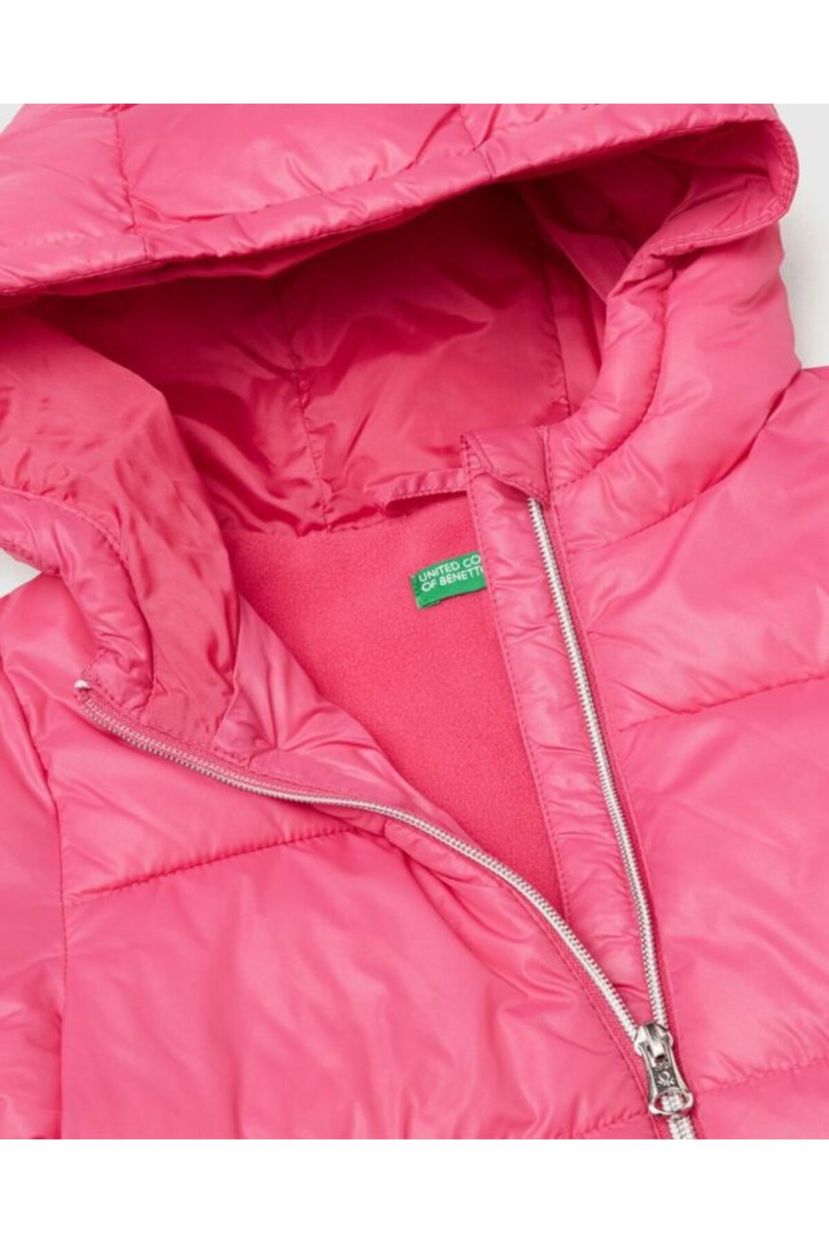 United Colors of Benetton Kız Bebek Logo İşlemeli Kapüşonlu Mont fotoğrafı 3 (önizleme)