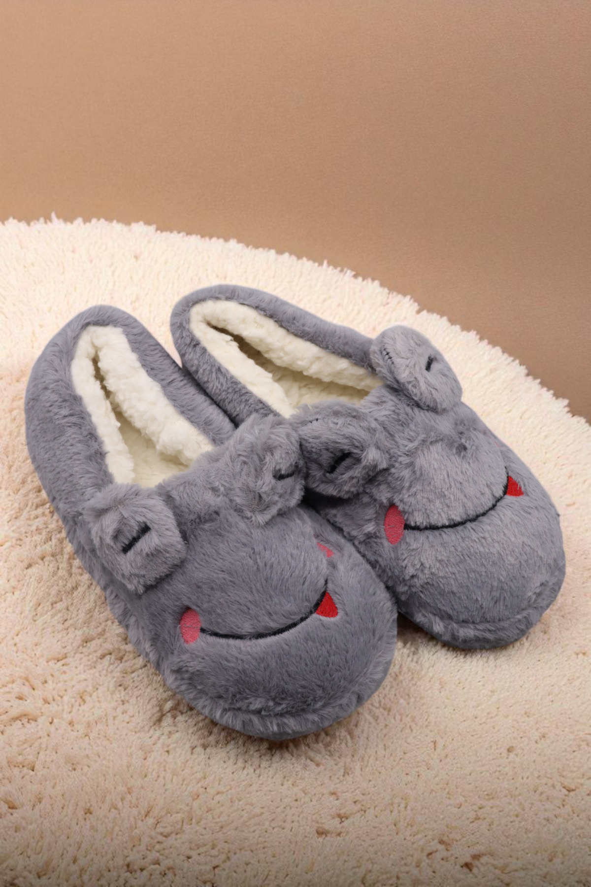 HFKY Unisex Kurbağa Model Panduf. Kaydırmaz Taban İçi Tüylü Panduf. görsel 3