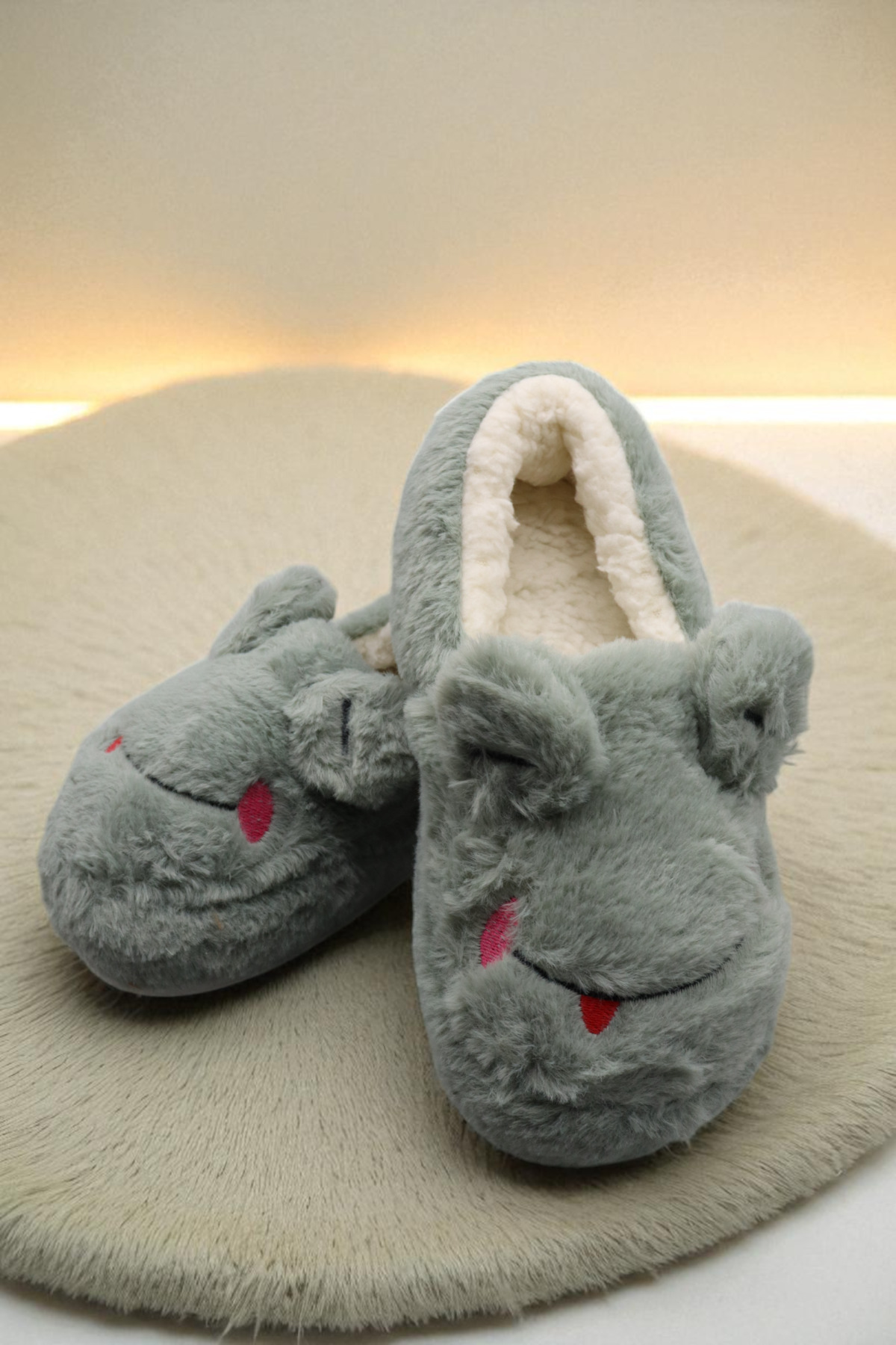 HFKY Unisex Kurbağa Model Panduf. Kaydırmaz Taban İçi Tüylü Panduf.