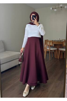 Molly Nelly Kadın Yandan Bağlamalı Tesettür Uzun Skuba Etek