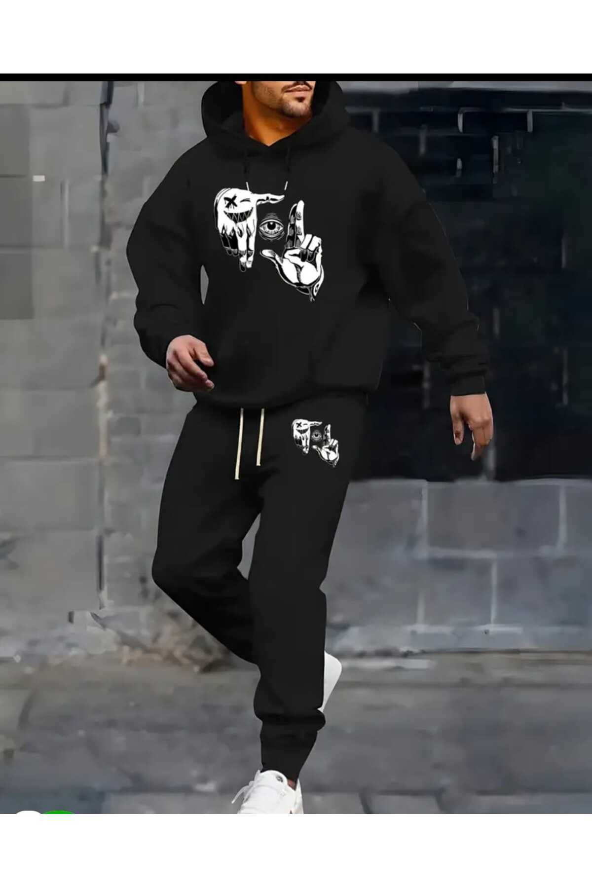 ORVIO Group Erkek El Baskılı Streetwear Takım