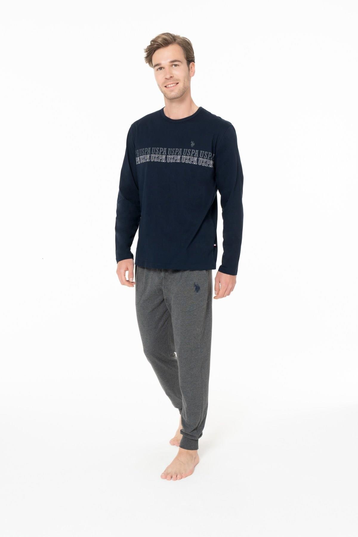 ست پیژامه و لباس خواب مردانه یقه گرد | یو اس پولو U.S. Polo Assn. USP18953 TR - تصویر 4