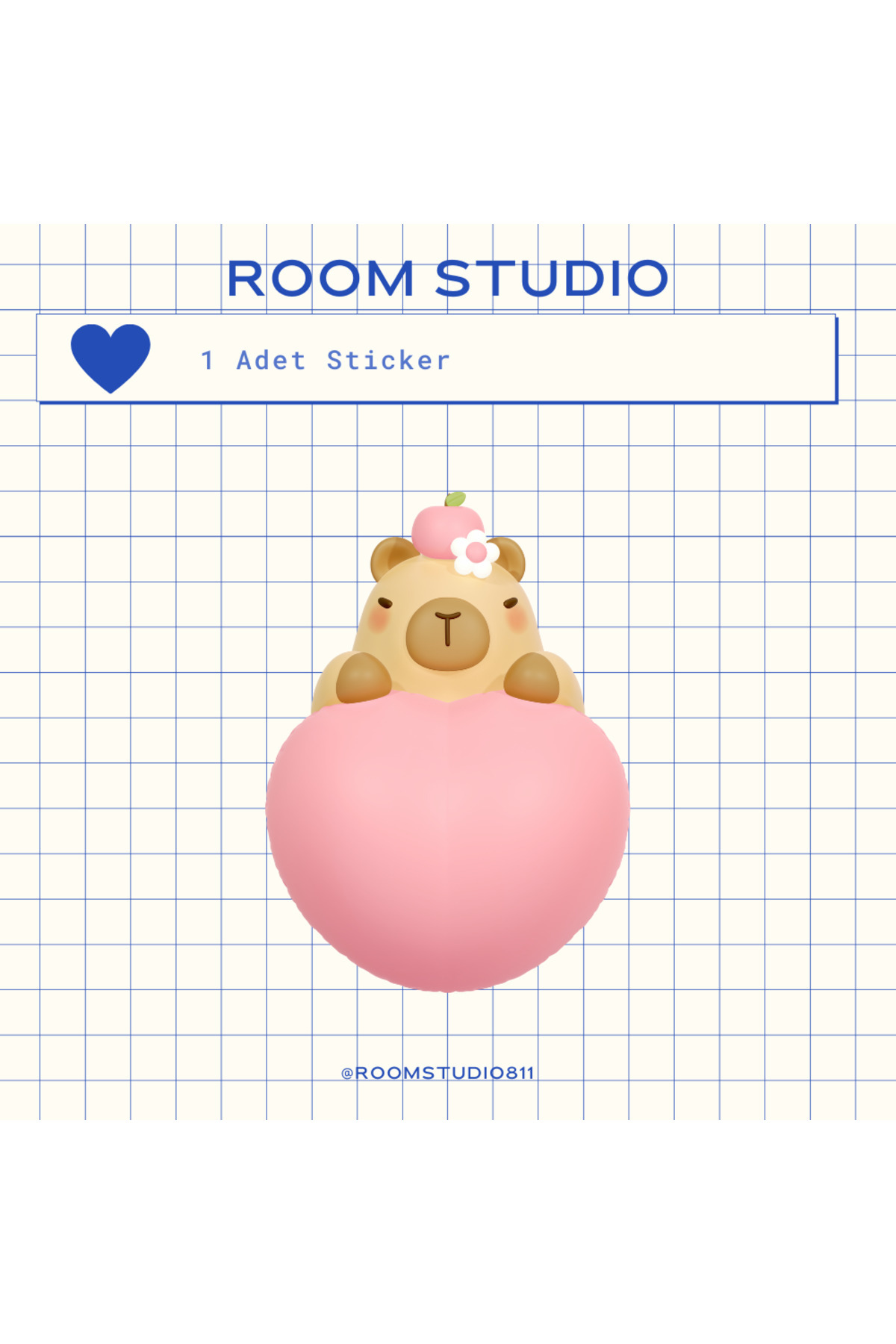 Room Studio Kapibara Sevgilisi Tekli Sticker