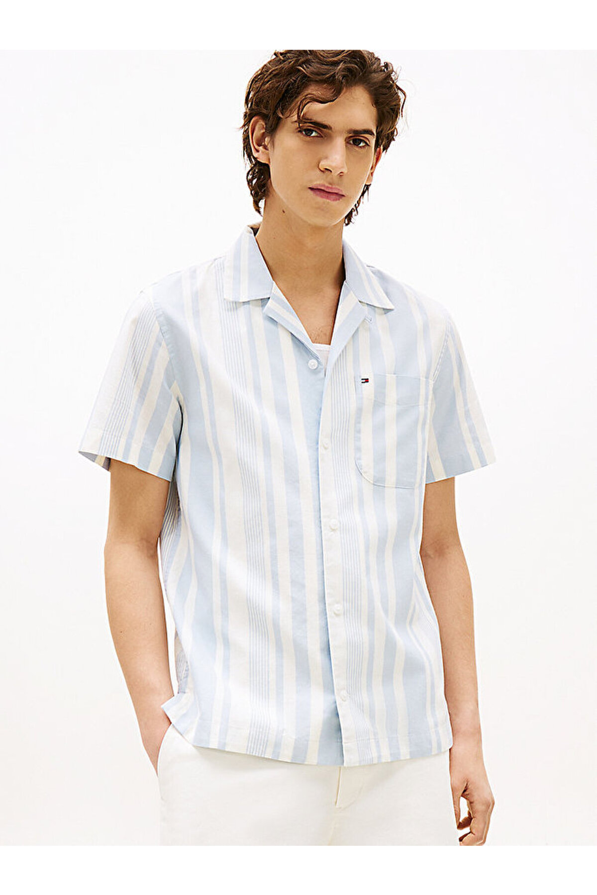 تامی هیلفیگر پیراهن یقه کمپ راه راه مردانه