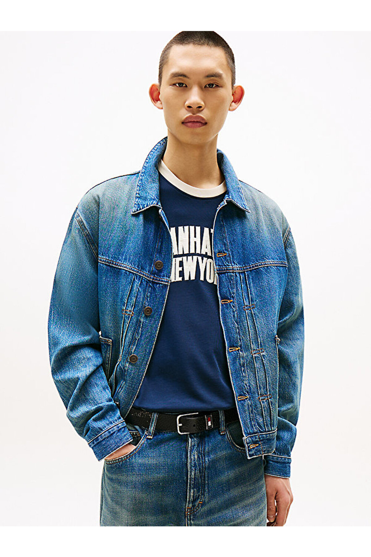 تامی هیلفیگر ژاکت جین پلیسه دار مخصوص کامیون داران مردانه