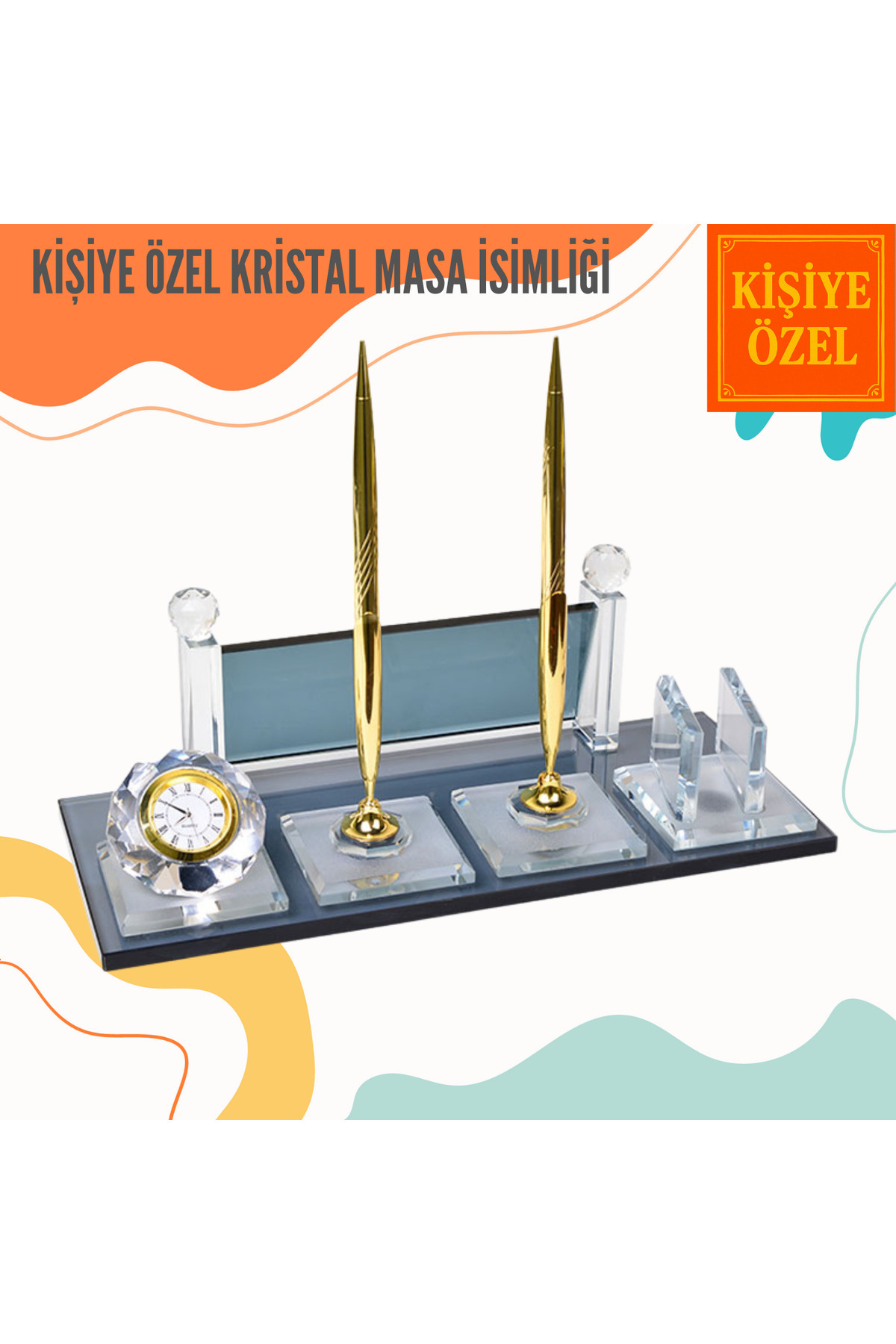Gülefli Kızı Kişiye Özel İsimli Ayaklı Kristal Masa İsimliği