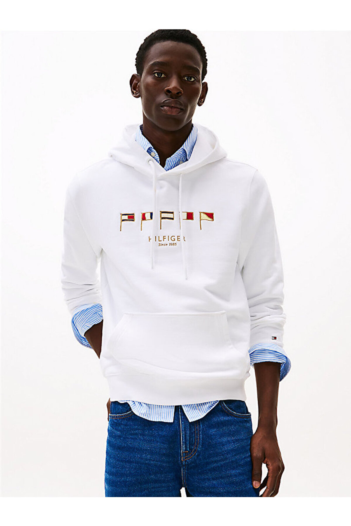 تامی هیلفیگر سویشرت مردانه هیلفیگر طرح چند پرچم