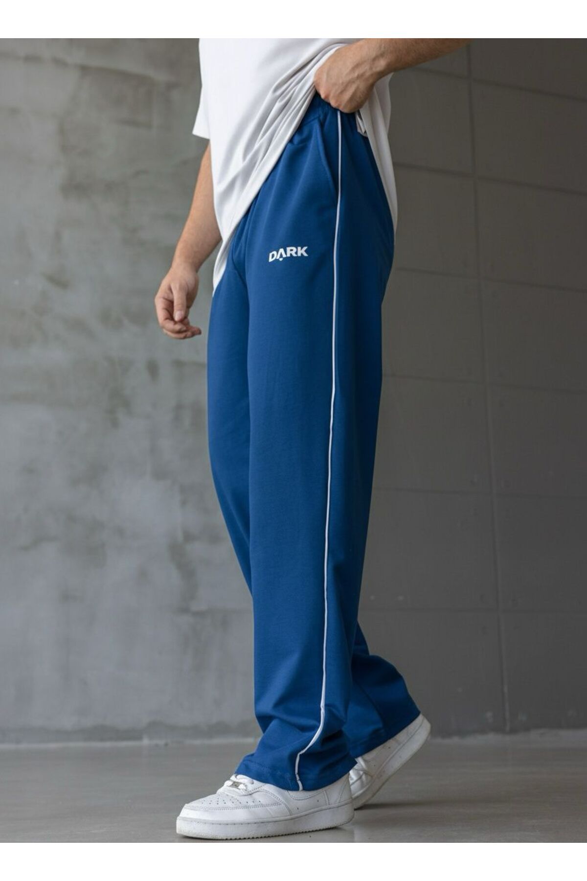 DARK MODA Erkek Şeritli Baskılı Oversize Baggy Eşofman görsel 2