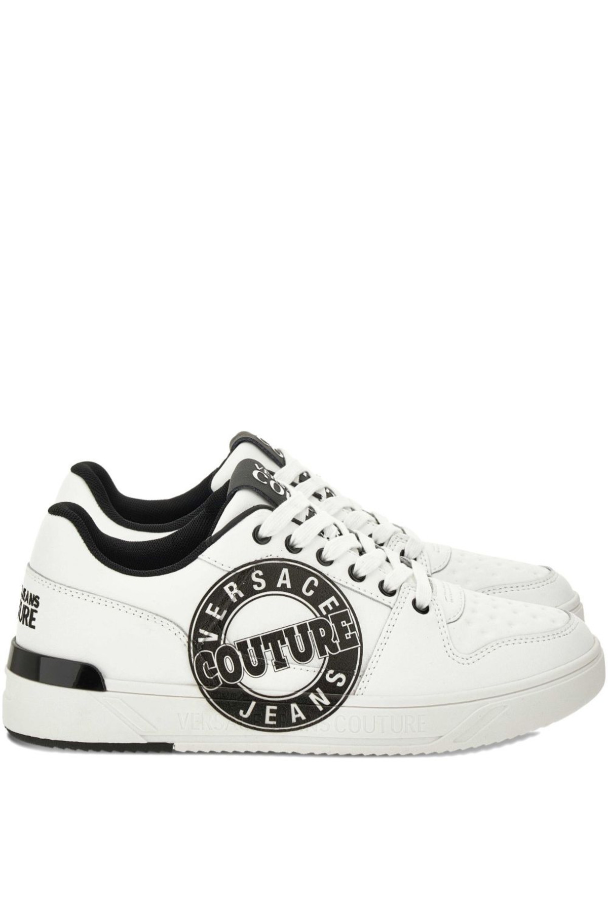 Erkek Logo Desenli Düşük Bilekli Deri Beyaz Sneaker 79YA3SJ1ZPB40-003