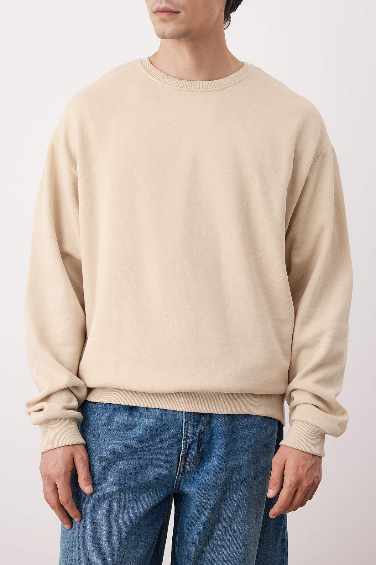 Trendyolmilla  Lacivert-Taş 2'li Paket Oversize/Geniş Kesim İçi Polar/Sıcak Tutan Sweatshirt TMNAW24SW00001 - Görsel 3