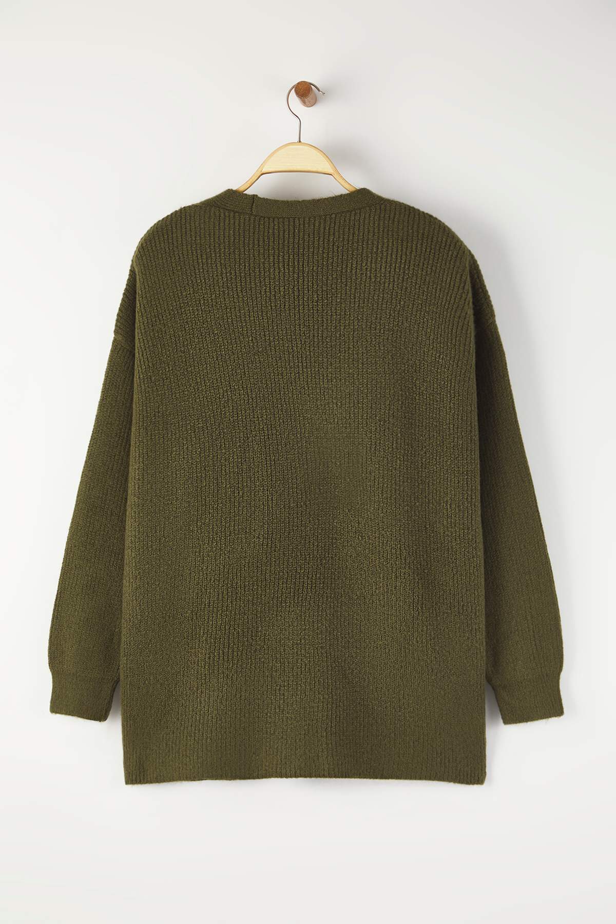 Trendyolmilla  Haki Yumuşak Dokulu Cep Detaylı Triko Hırka TBBAW26AV00027 - Görsel 7