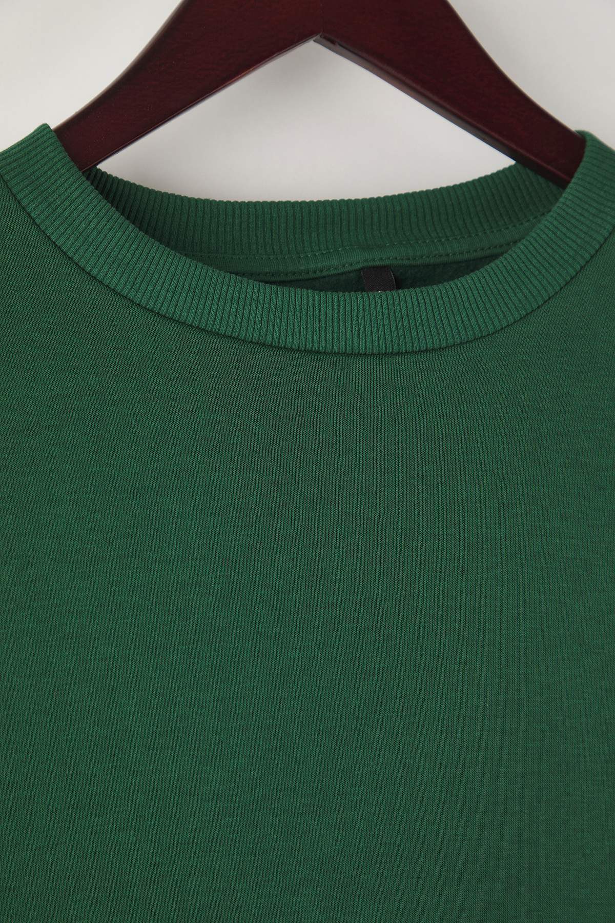 Trendyolmilla  Zümrüt Yeşili Kalın İçi Polarlı Regular Kalıp Bisiklet Yaka Basic Örme Sweatshirt TWOAW24SW00101 - Görsel 6