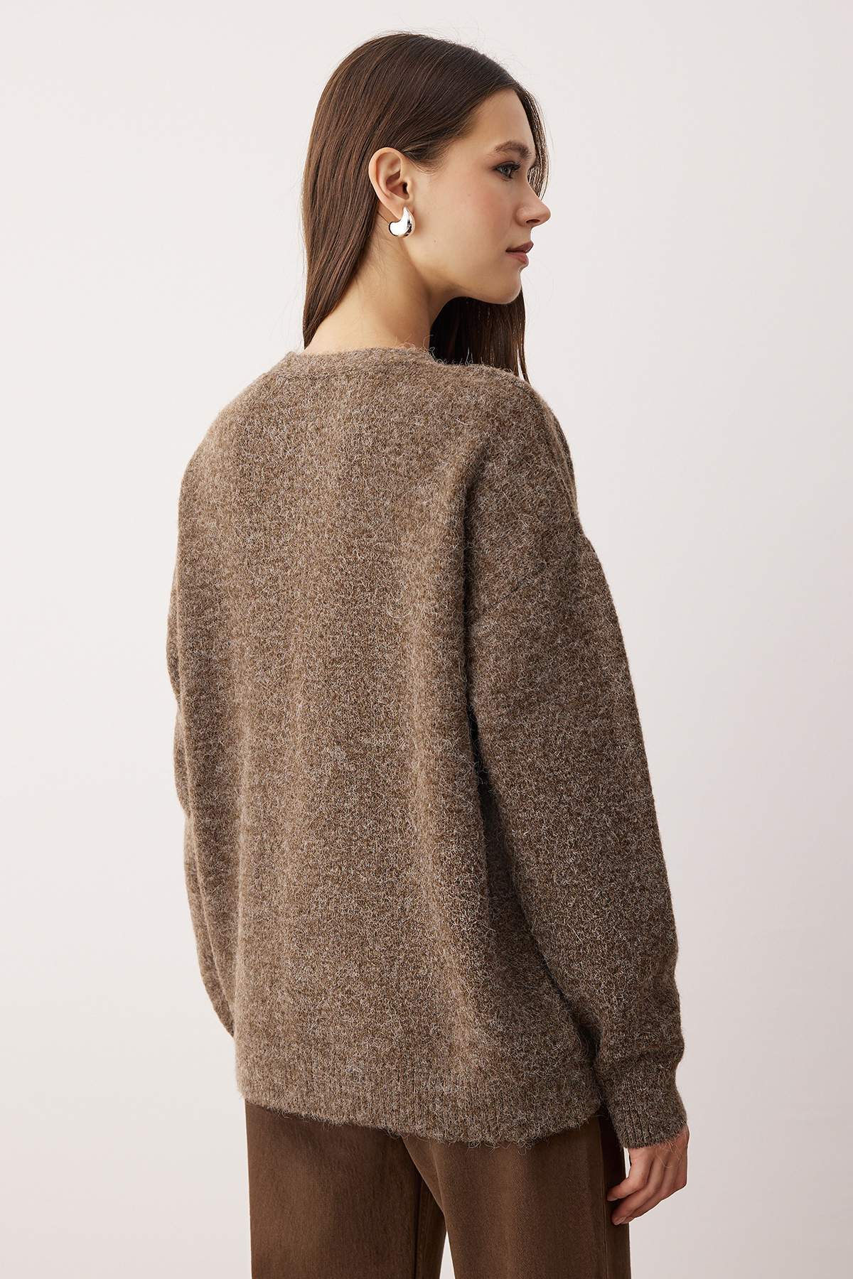 Trendyolmilla  Wardrobe Essentials Vizon Alpaca Karışımlı Basic Triko Hırka TWOAW26HI00265 - Görsel 4