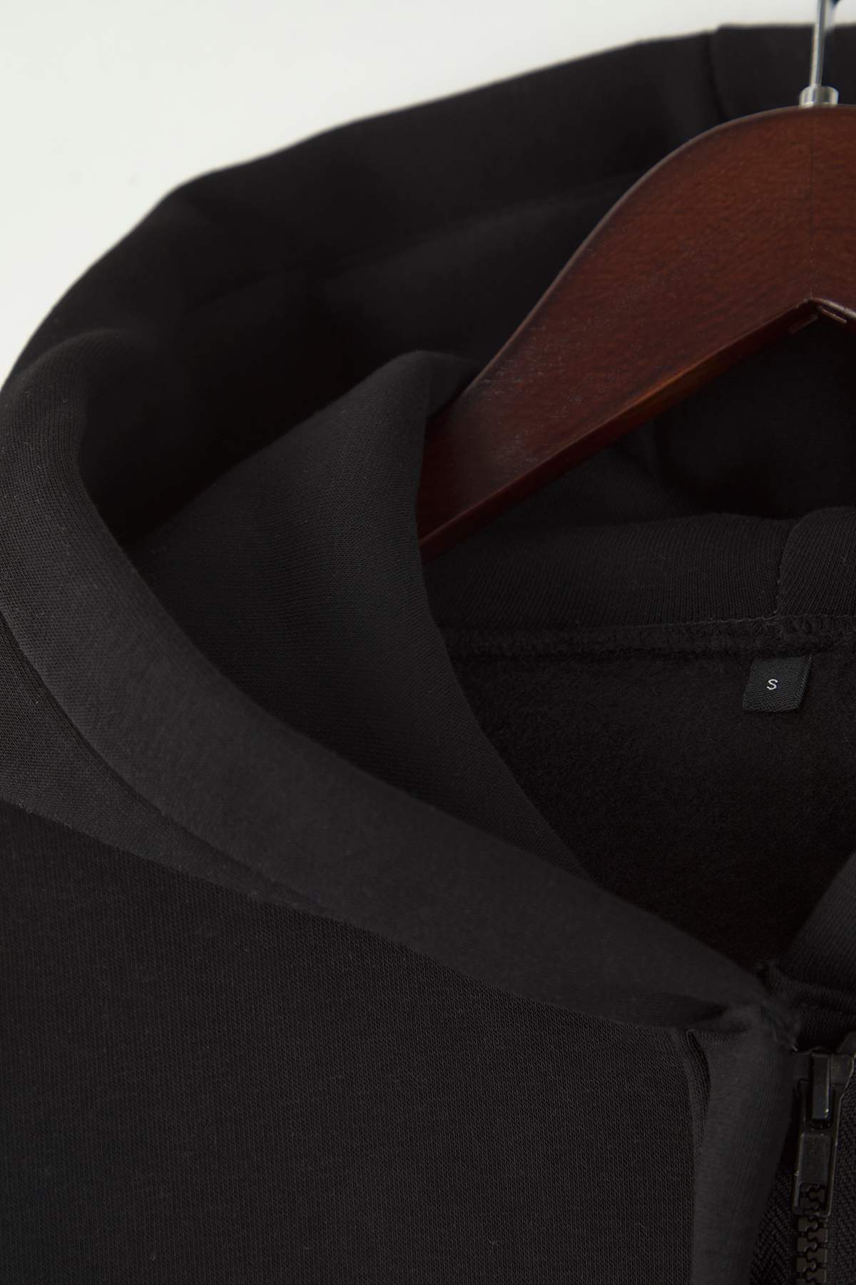 Trendyolmilla  Siyah Kalın İçi Polarlı Yarım Pat Fermuarlı Oversize Kapüşonlu Örme Sweatshirt TWOAW26SW00060 - Görsel 7