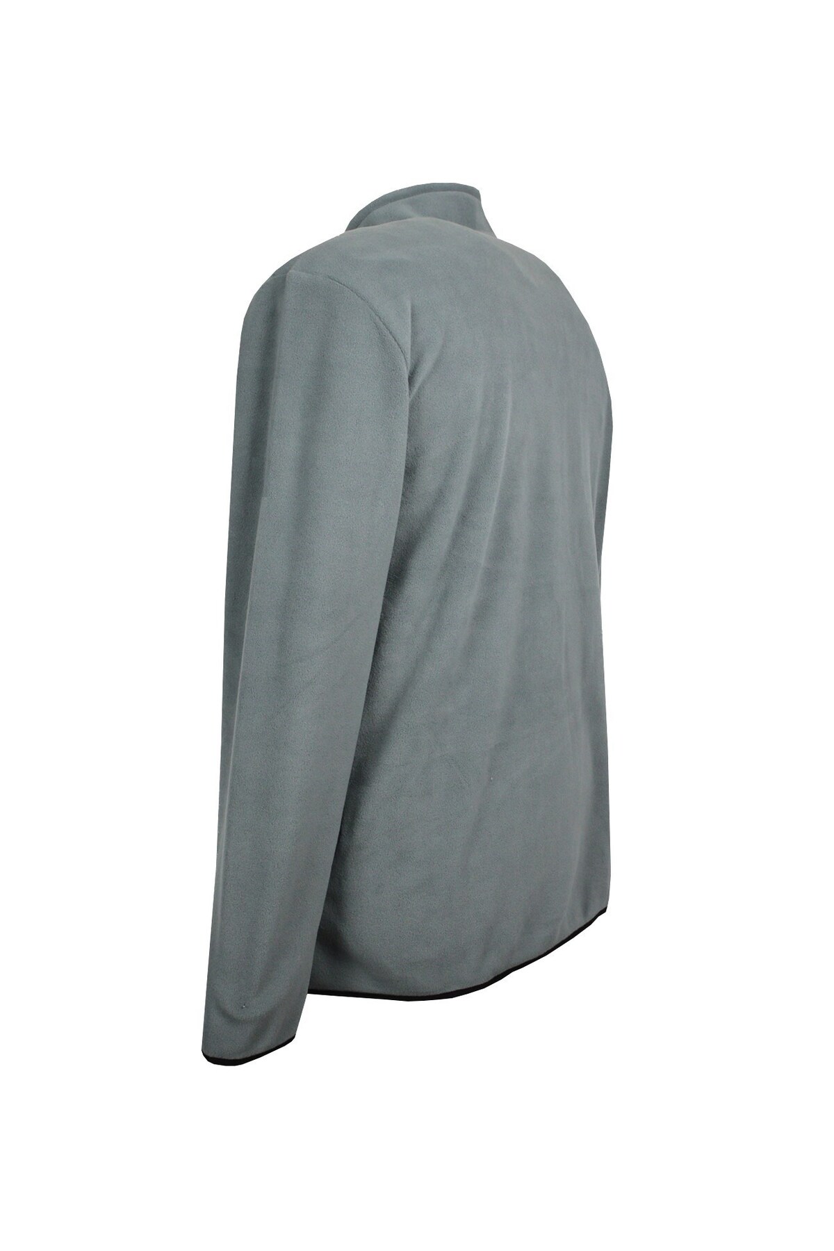 marufshop Büyük Beden Fermuarlı Polar Sweatshirt Gri görsel 3