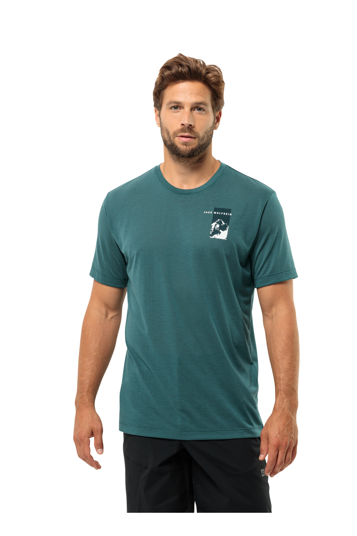 جک ولف اسکین تی شرت یقه خدمه مردانه سبز 1809941TR_VONNAN S/S GRAPHIC T M