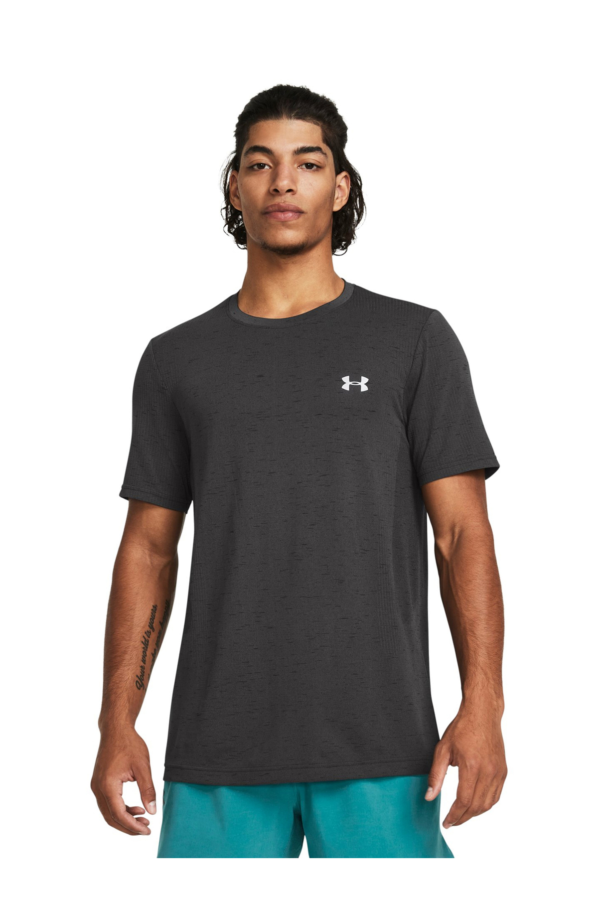 آندر آرمور تی شرت مردانه ونیش مدل SS Seamless - خاکستری - سایز بزرگ - کد 1382801-025