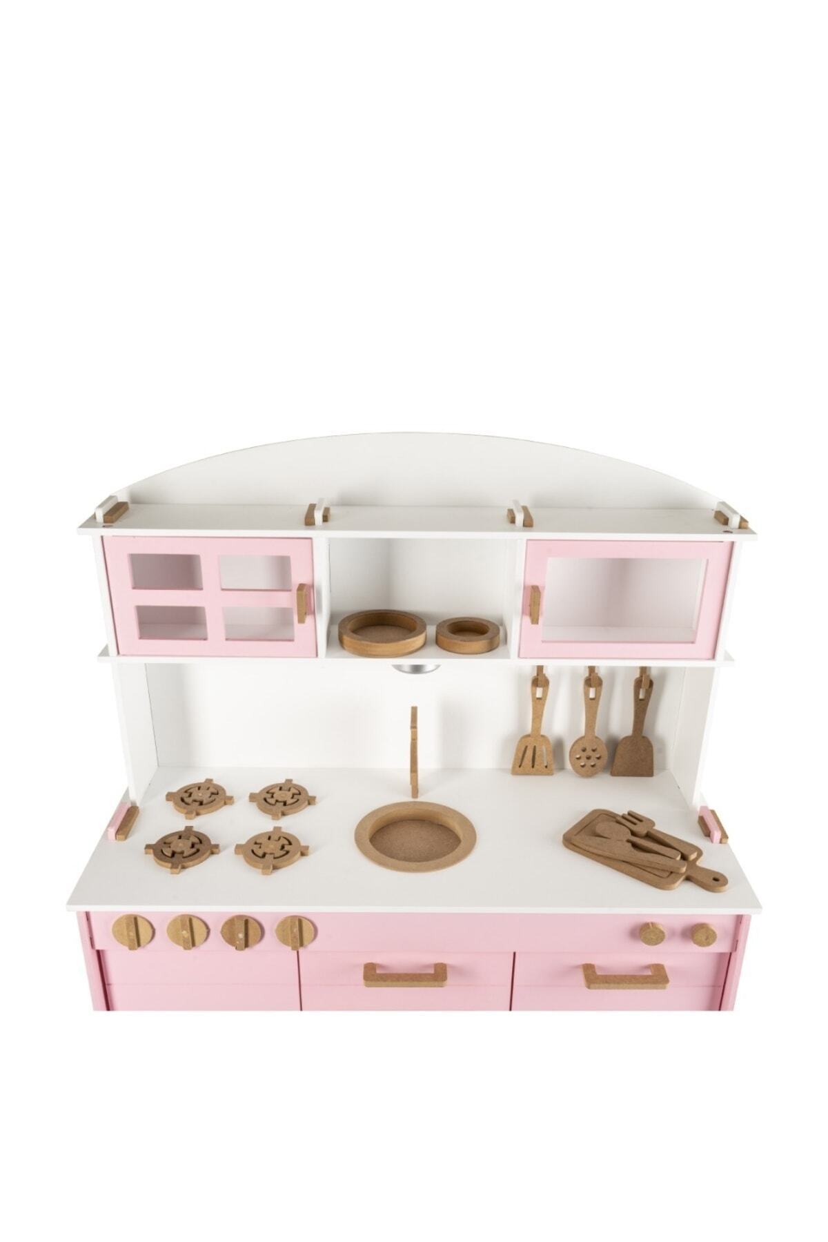 HOBBY HOUSE Ahşap Montessori Çocuk Mutfak Seti Bebek Pembe LED Işıklı fotoğrafı 7 (önizleme)