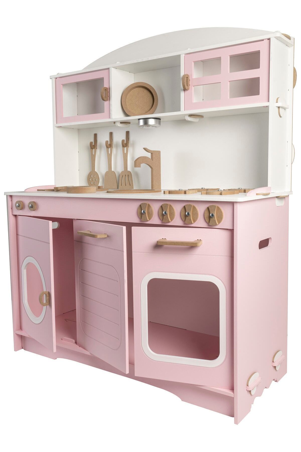 HOBBY HOUSE Ahşap Montessori Çocuk Mutfak Seti Bebek Pembe LED Işıklı fotoğrafı 3 (önizleme)