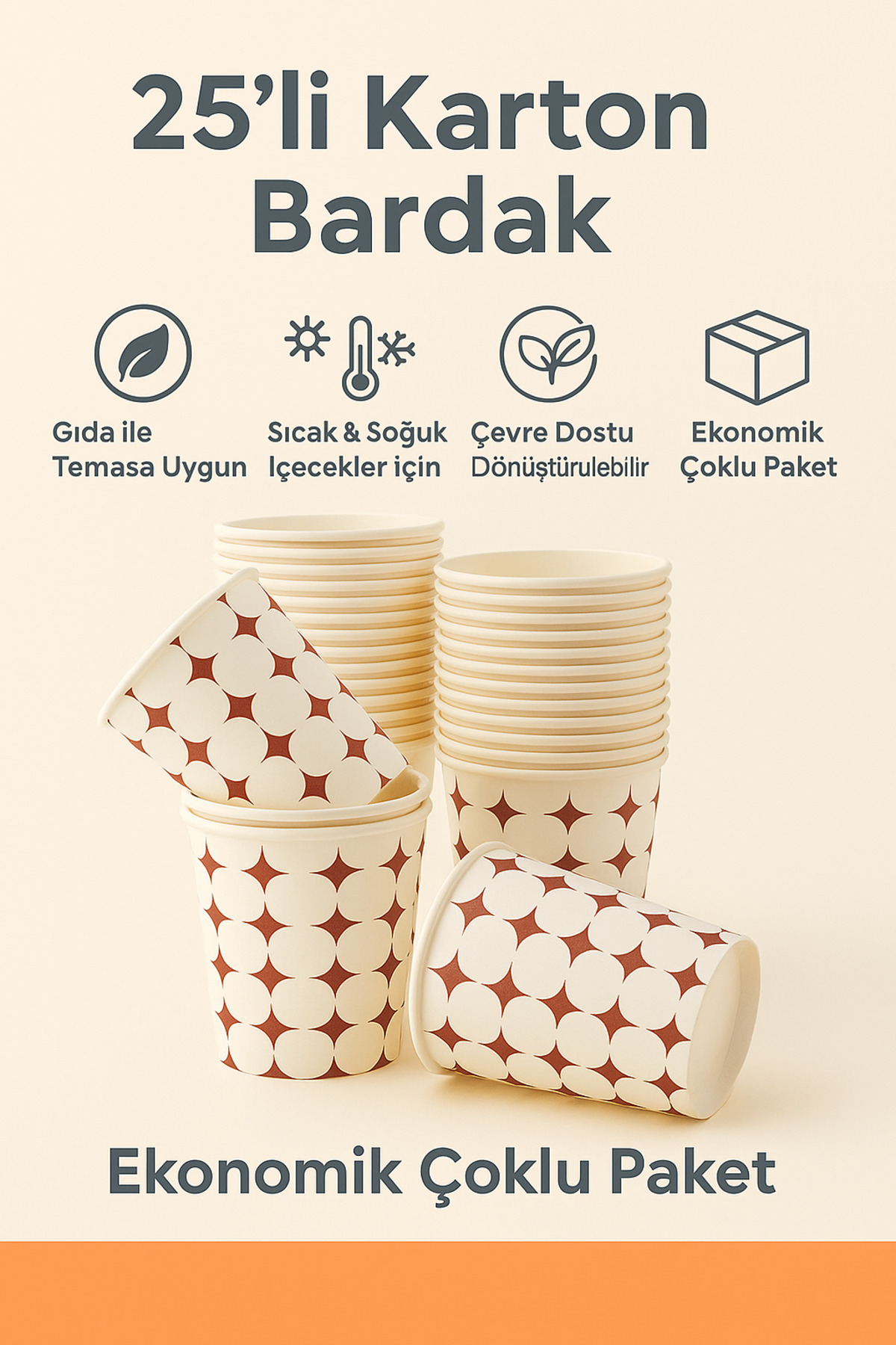 OPTİMEX Karton Bardak 6,5 Oz (25’li Paket) – Tek Kullanımlık Dayanıklı Bardak