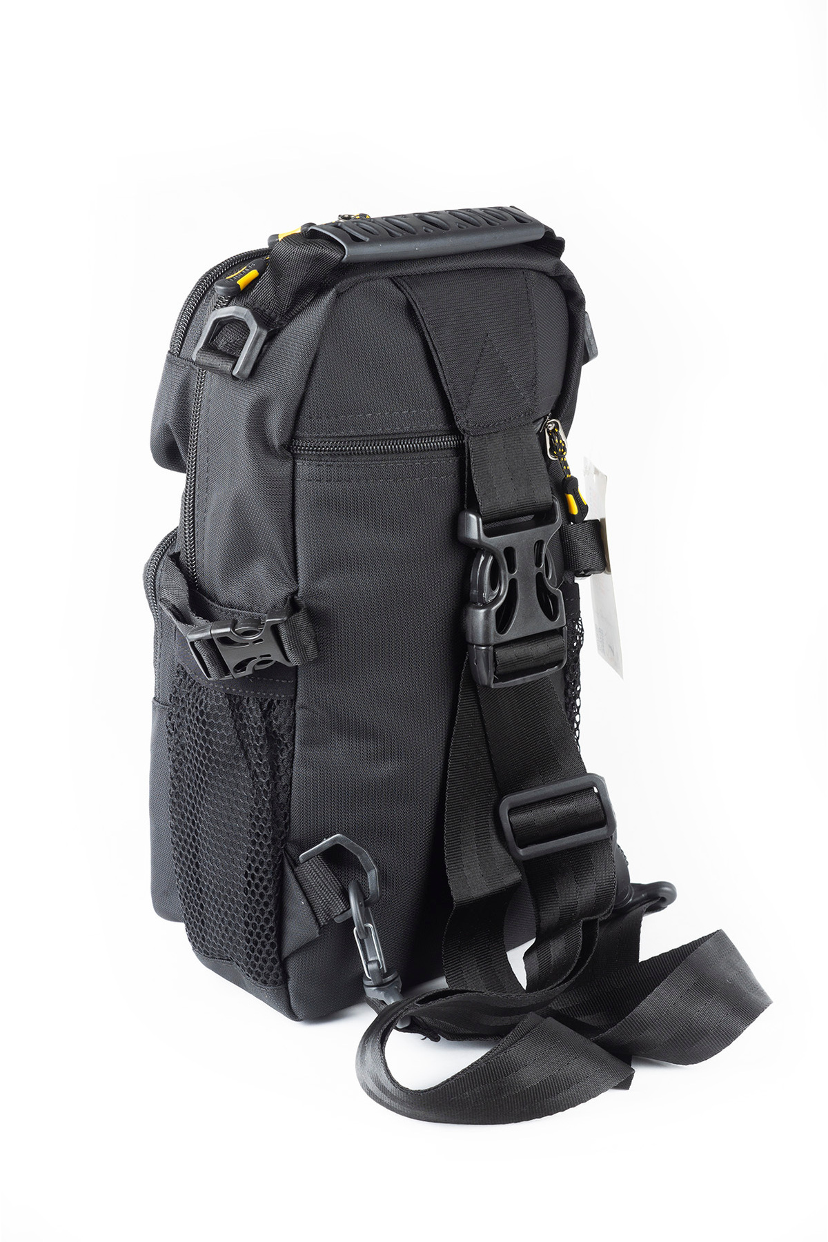 İMAKS  Çokgözlü İmperteks Kumaş Günlük Sırt Çapraz Göğüs El ve Omuz Çantası Unisex Siyah Sarı Body Bag 912 - Görsel 4