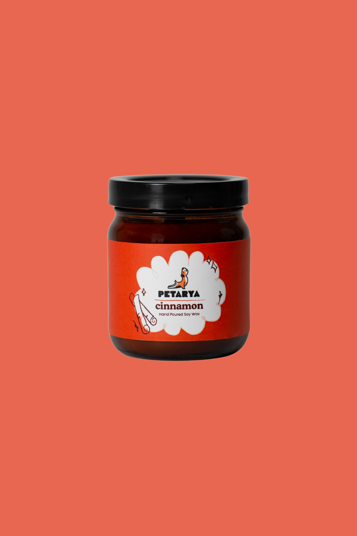 Cinnamon Scented Decorative Scented Candle (Soy Wax) Amber Bottle Bamboo Wick