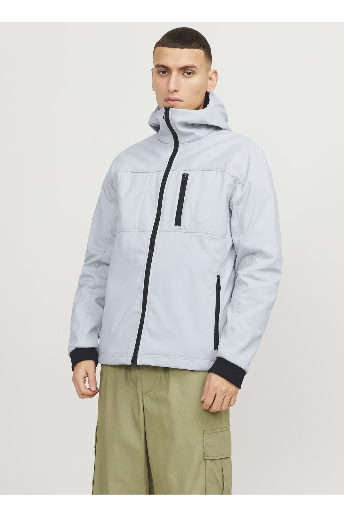 جک اند جونز پالتو مردانه خاکستری JCOPRIME EMBROIDERY SOFTSHELL