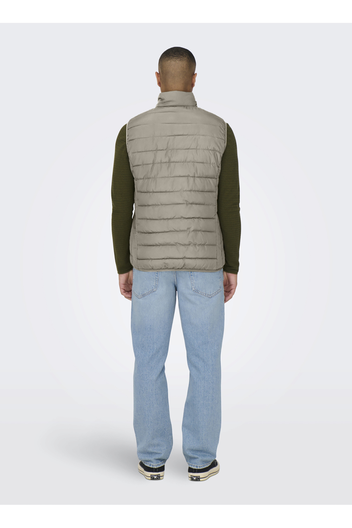 Only & Sons Açık Kahve Erkek Yelek ONSBRON QUILT VEST OTW VD görsel 3
