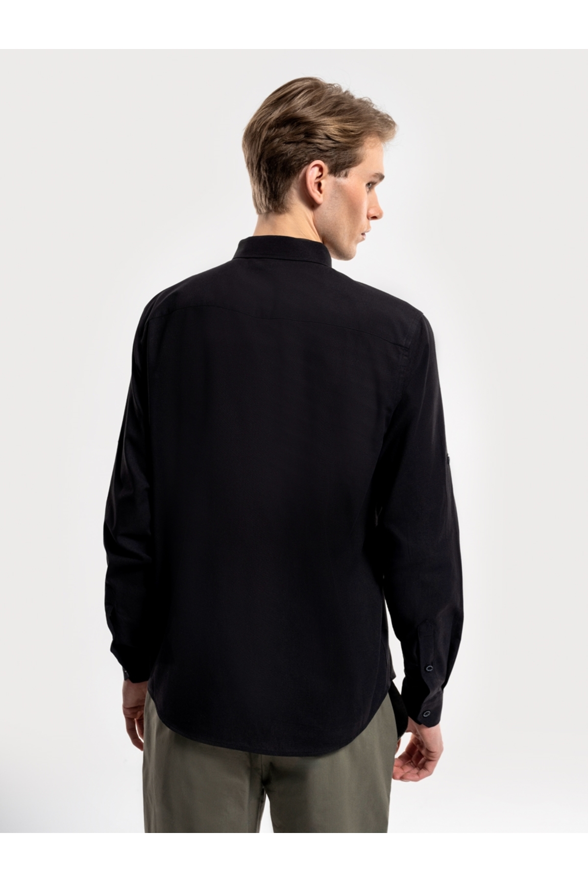 Regular Fit Erkek Gömlek U.kol — مشکی LF2027896_Q1.V1_BLK — تصویر 4 از 5