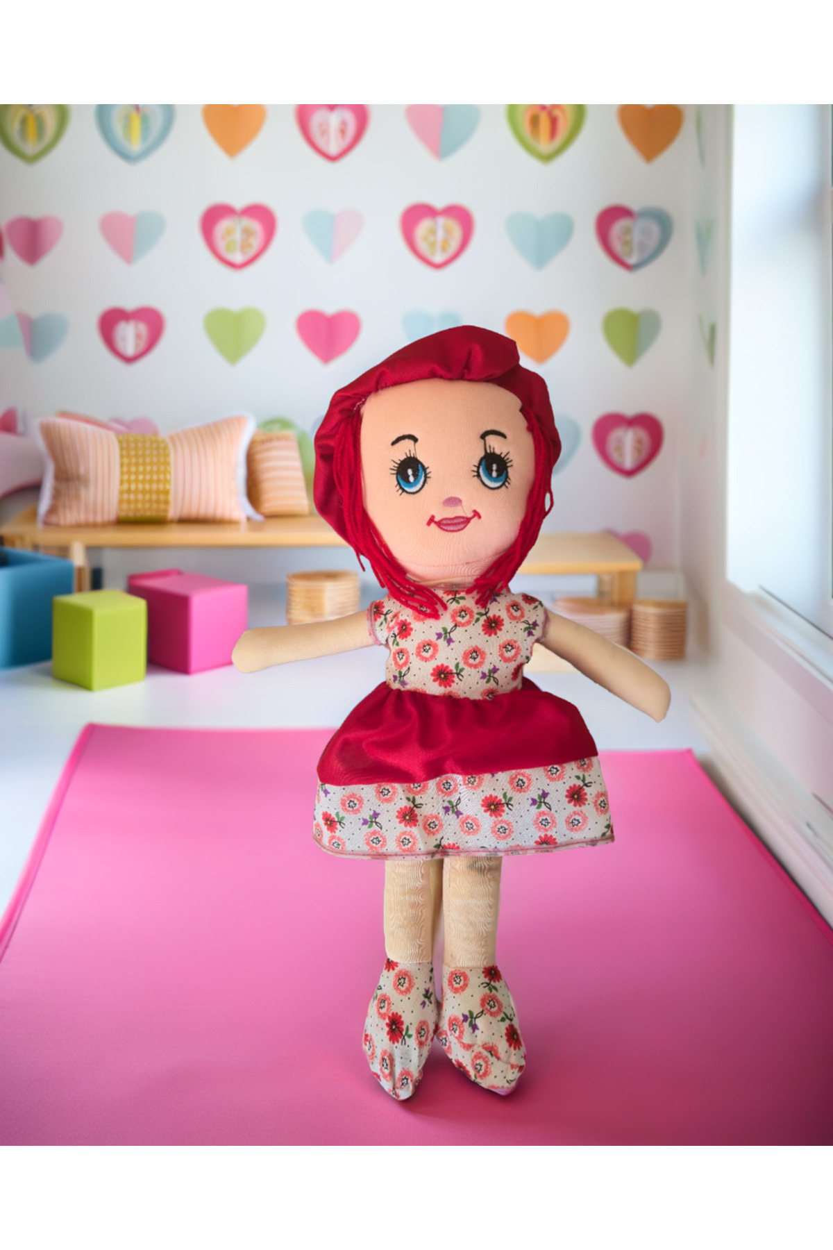 grs oyuncak Özel Üretim Oyuncak Bez Bebek 50cm Kırmızı Elbiseli Kız Çocuk Oyuncakları Eğitici Oyuncak fotoğrafı 3 (önizleme)