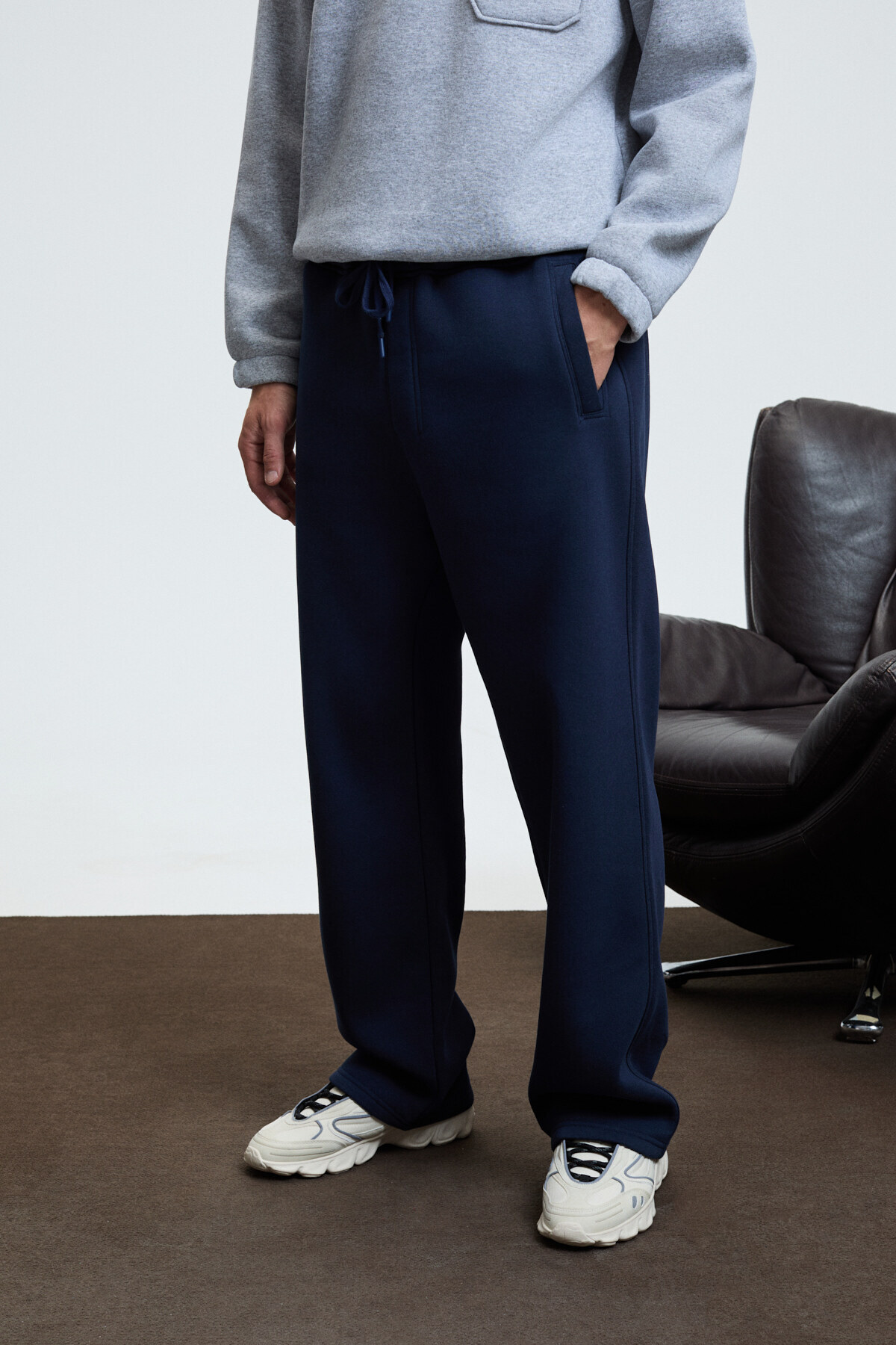 GRIMELANGE  BENSON Erkek Kordonlu Lastikli Bel Relaxed Fit Lacivert Eşofman Altı - Görsel 4
