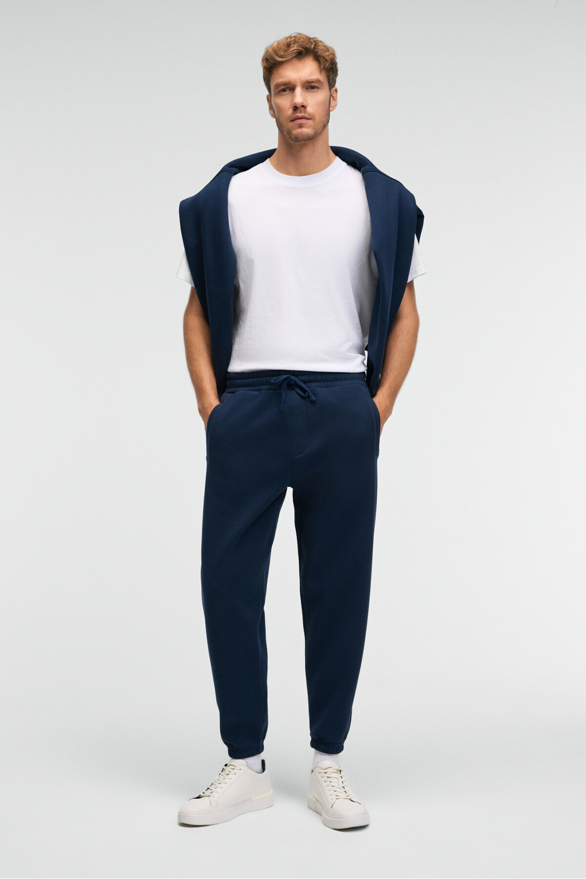 GRIMELANGE  ANSEL Erkek Lastikli Dar Paça Üç Cepli Yumuşacık Organik Pamuklu Lacivert Eşofman Altı - Görsel 3