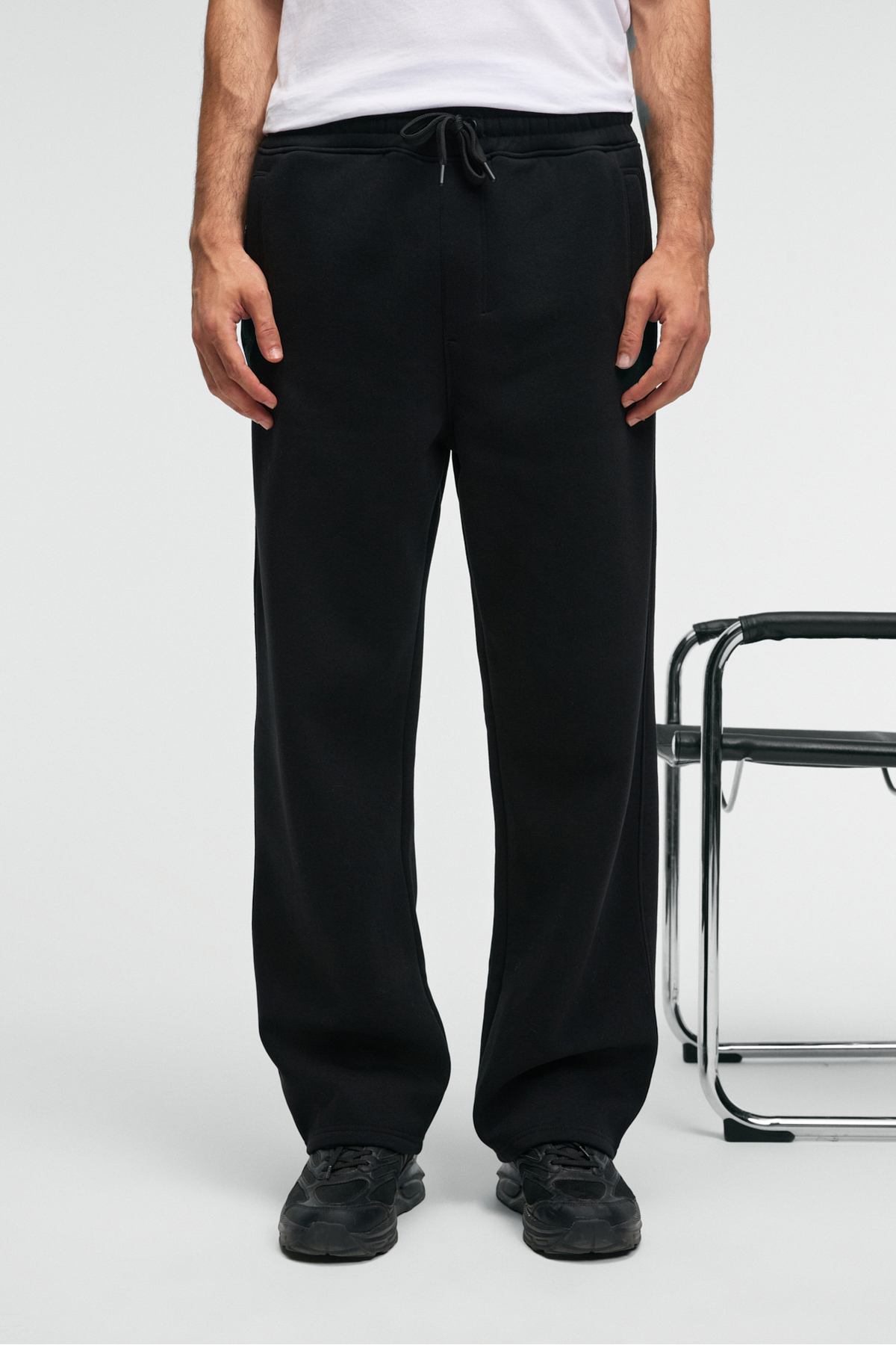 GRIMELANGE  BENSON Erkek Kordonlu Lastikli Bel Relaxed Fit Siyah Eşofman Altı - Görsel 3