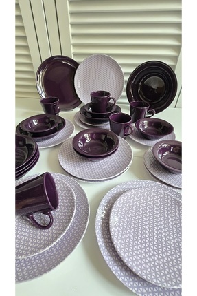 Kütahya Porselen Porselen Modern 33 Parça Yemek Takımı Mürdüm