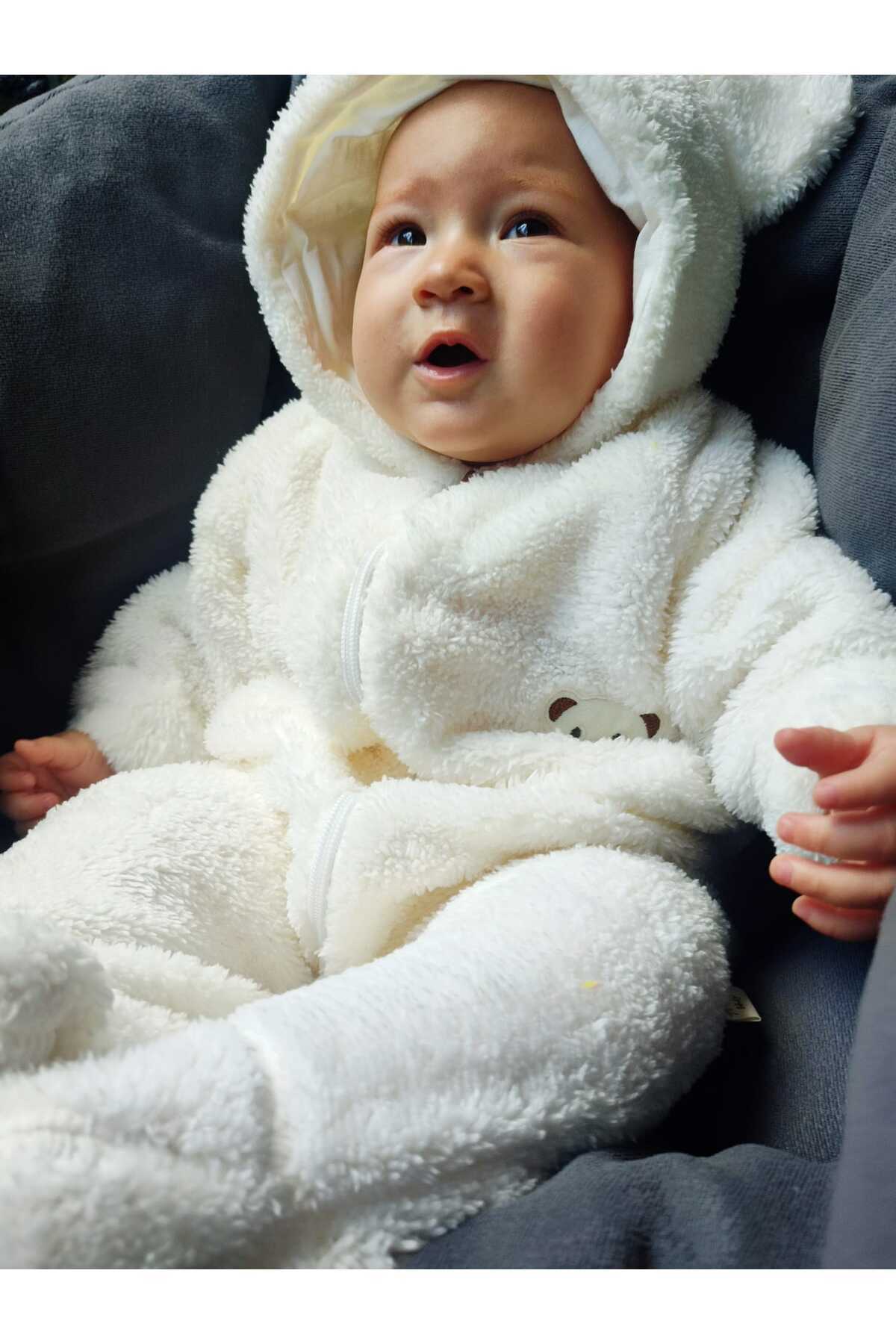 GAMZEAKKUŞ Şapkası Astarlı, Patikli Peluş Bebek Tulum fotoğrafı 3 (önizleme)