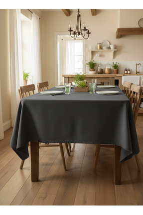 PİKKO HOME Antrasit Gri Kadife Dokulu Dertsiz Masa Örtüsü(KD)