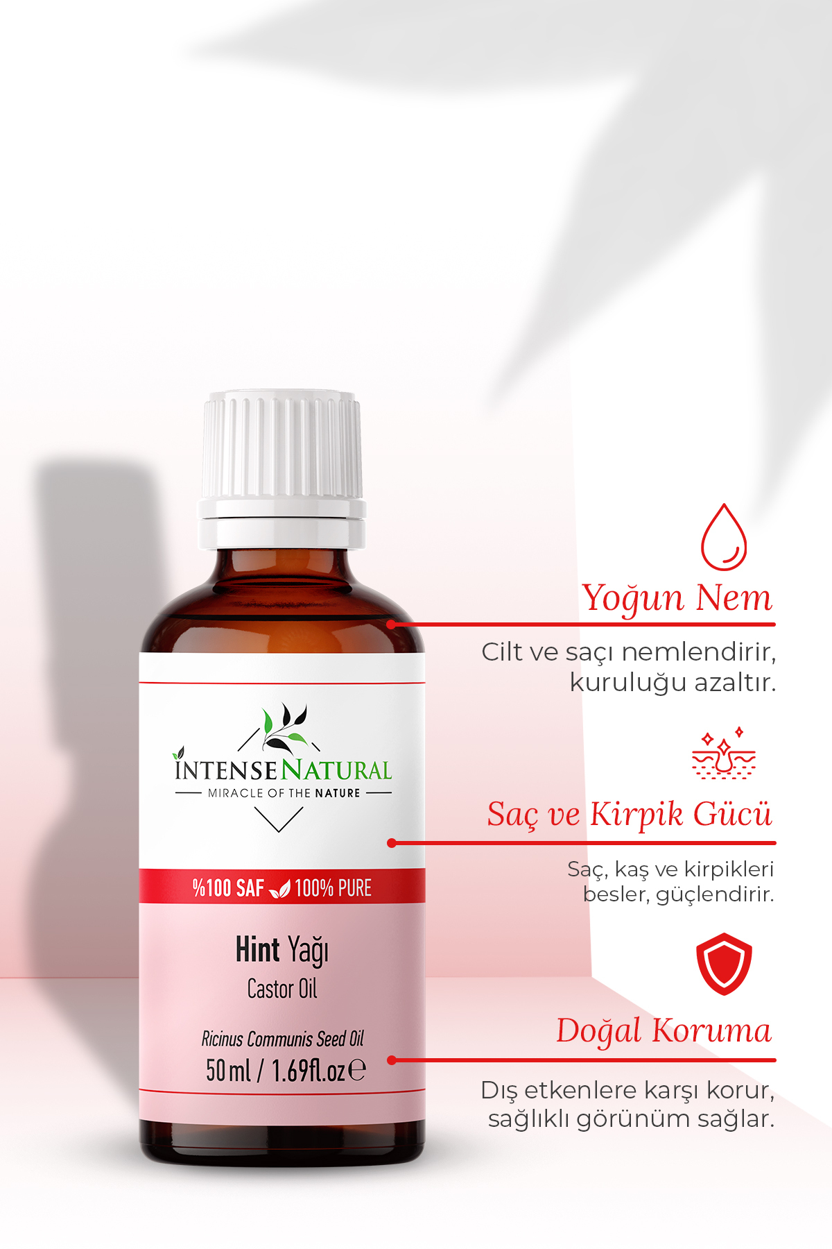 Hint Yağı Soğuk Sıkım 50 ml %100 Saf Ve Doğal Castor Oil — NTR-1002 — تصویر 5 از 8