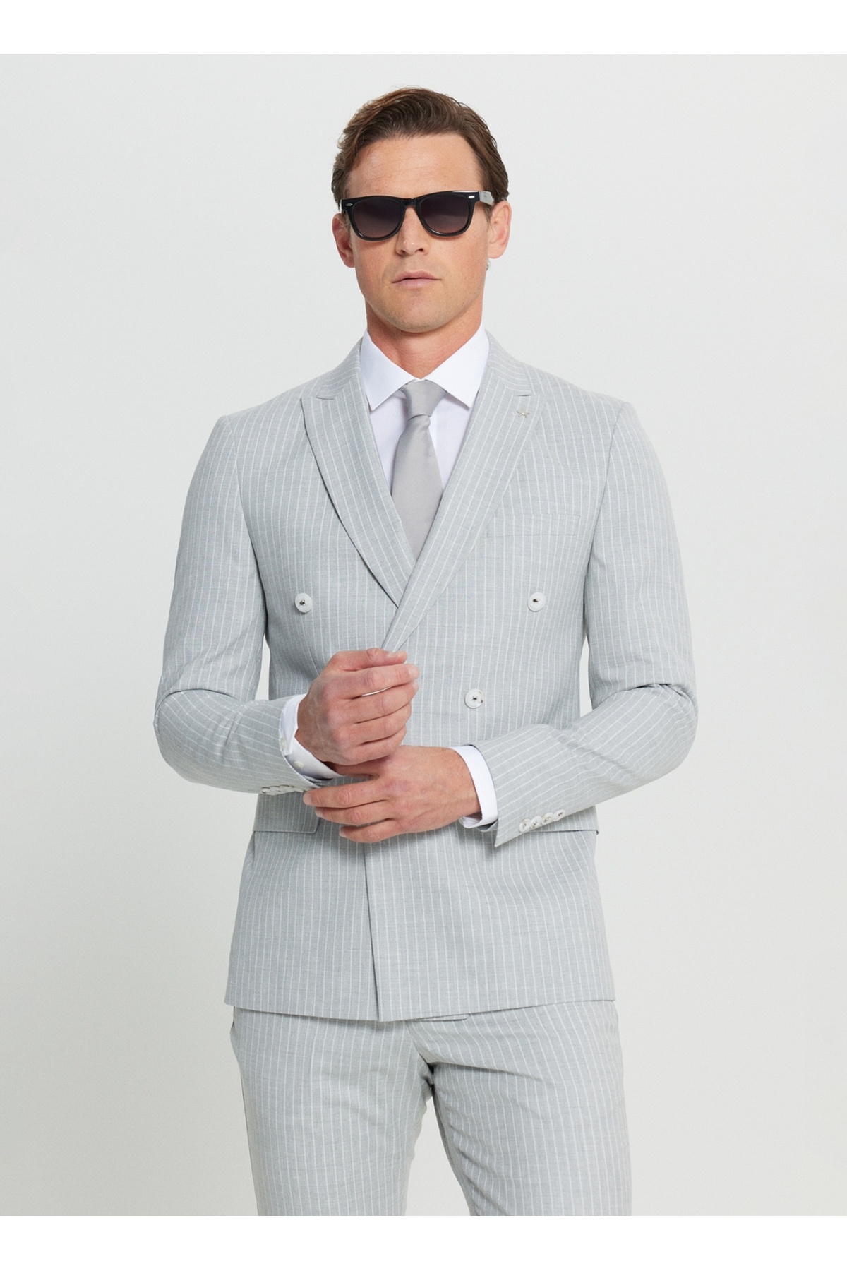 آلتین ییدلیز کلاسیکس کت و شلوار مردانه Altınyıldız کلاسیک کمر معمولی اسلیم فیت خاکستری روشن ACE030252245_AGR