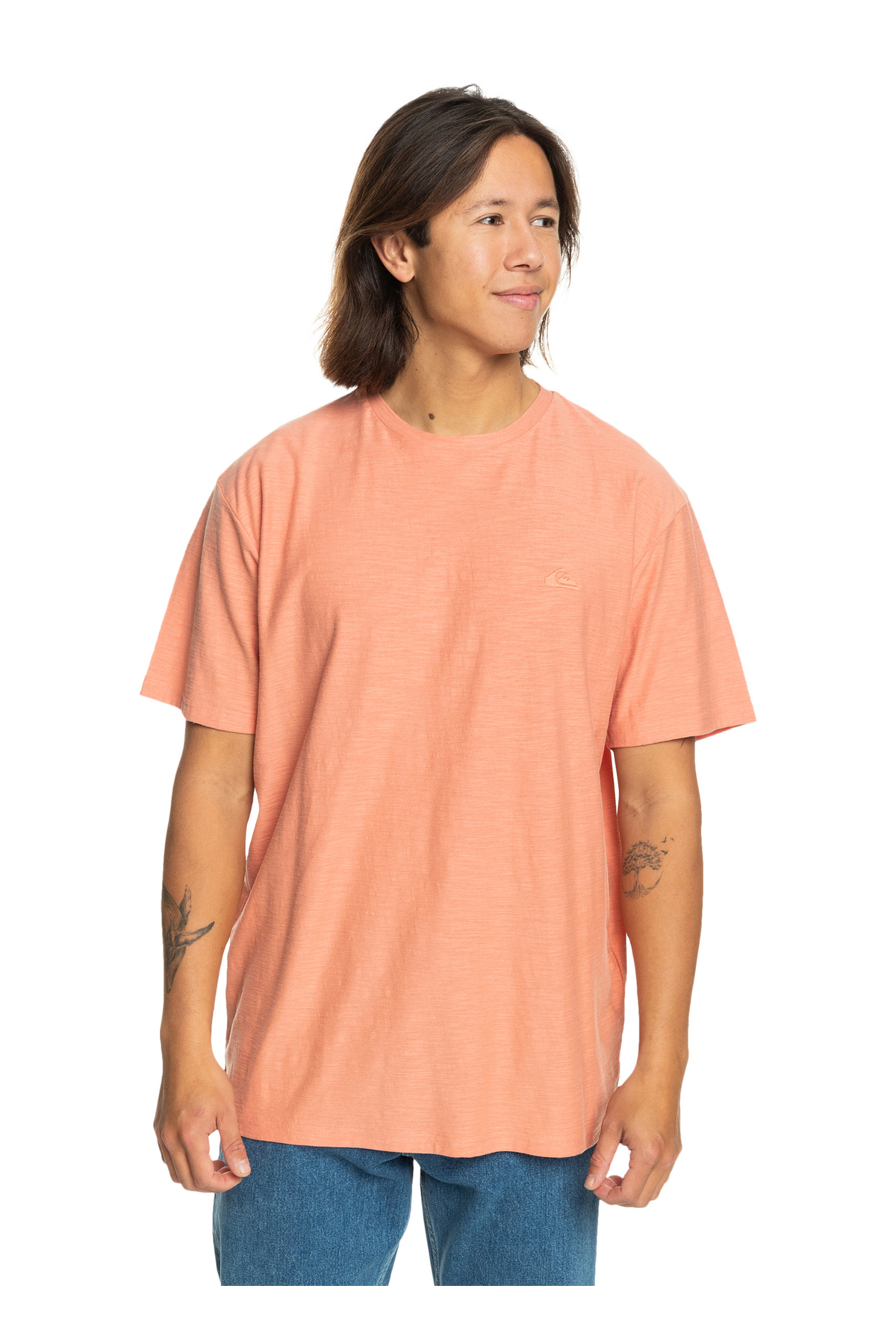 کوییک سیلور تی شرت مردانه یقه گرد صورتی طرح استاندارد EQYKT04337_SLUB یقه گرد