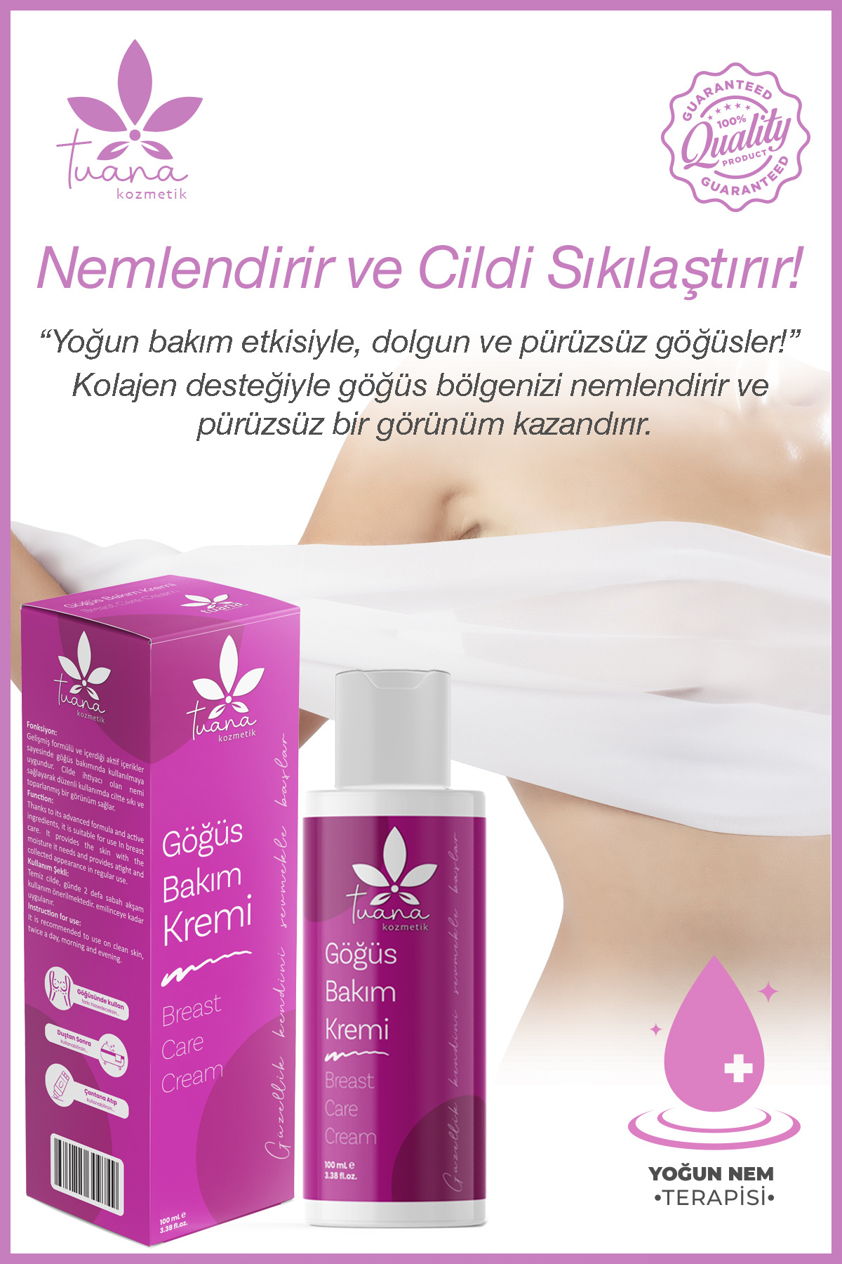Tuana Kozmetik Göğüs Ve Kalça & Dolgun Görünüm , Sıkılaştırıcı Göğüs Bakım Kremi 100ml fotoğrafı 6 (önizleme)