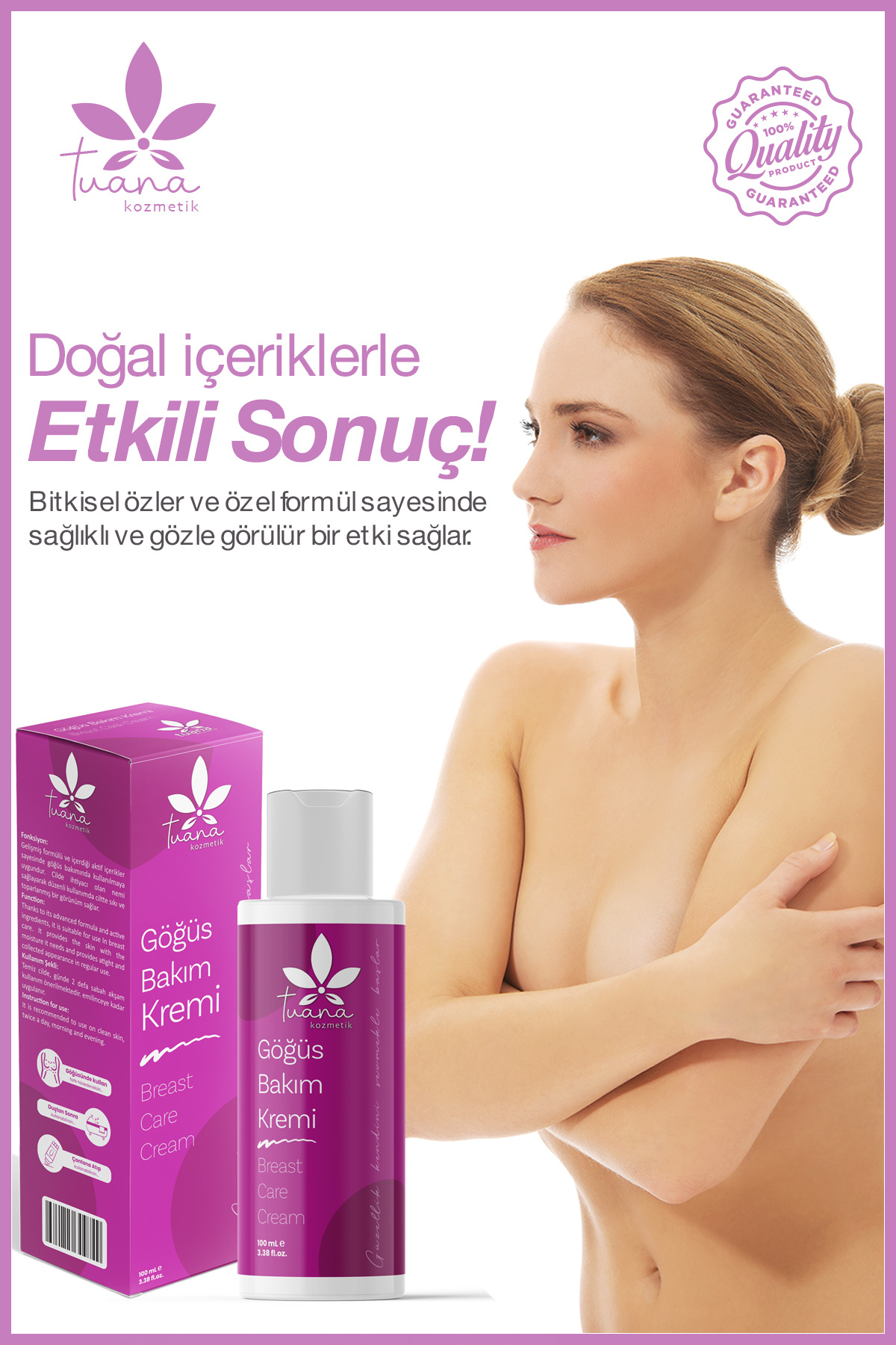 Tuana Kozmetik Göğüs Ve Kalça & Dolgun Görünüm , Sıkılaştırıcı Göğüs Bakım Kremi 100ml fotoğrafı 3 (önizleme)