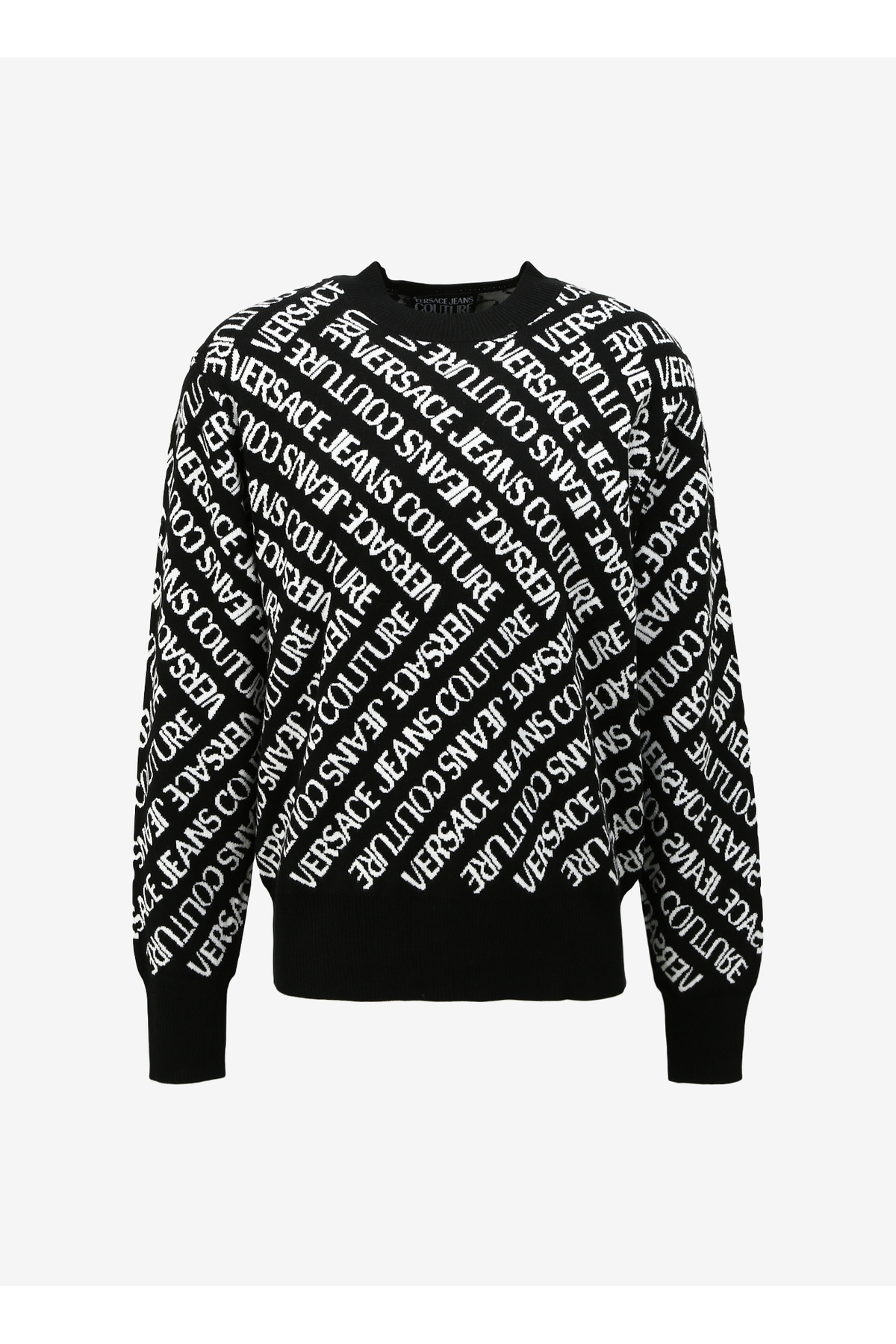 ورساچه جینز کوتور ژاکت مردانه یقه گرد اسلیم فیت مشکی 75GAFM11CM29NA0E