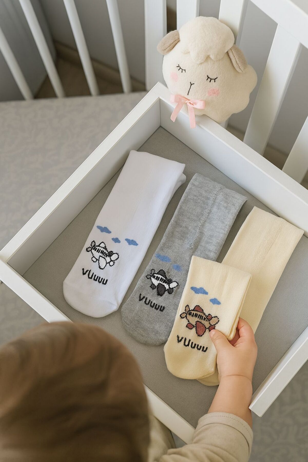 Pico Baby 3'lü Unisex Bebek & Çocuk Pamuklu Külotlu Çorap Renkli Uçak Desenli fotoğrafı 3 (önizleme)