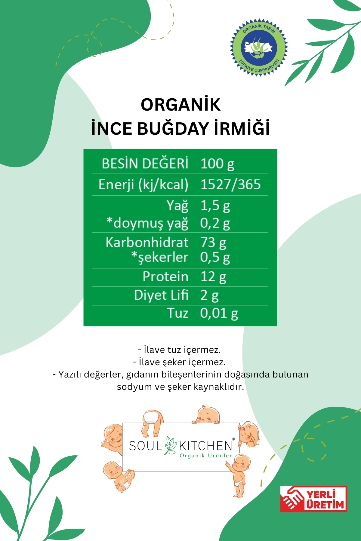 Soul Kitchen Organik Ürünler Organik Sertifikalı İnce Buğday İrmiği 400 g 2’li Avantaj Set Bebek Beslenmesine Uygun fotoğrafı 5 (önizleme)