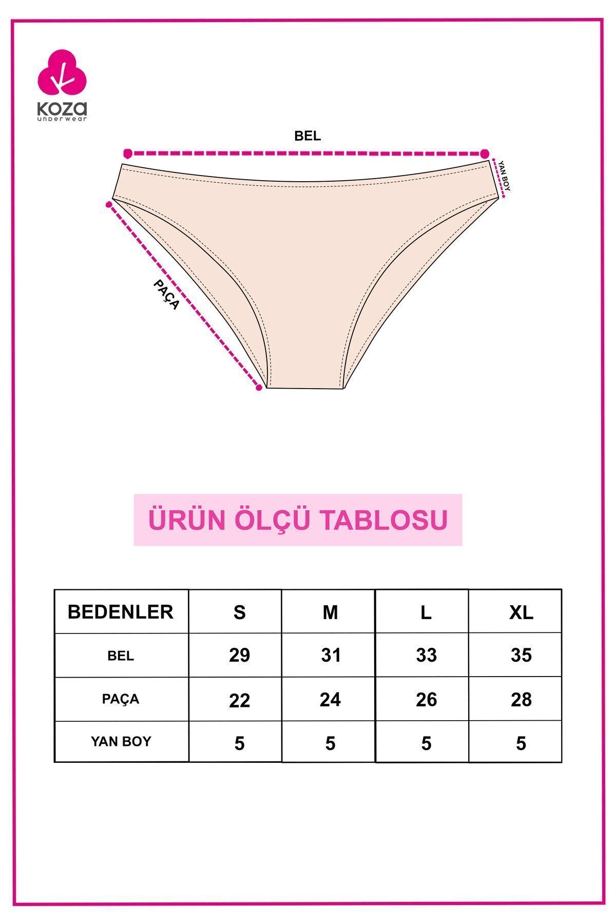 koza iç giyim Kadın 7'li Likralı Külot görsel 3
