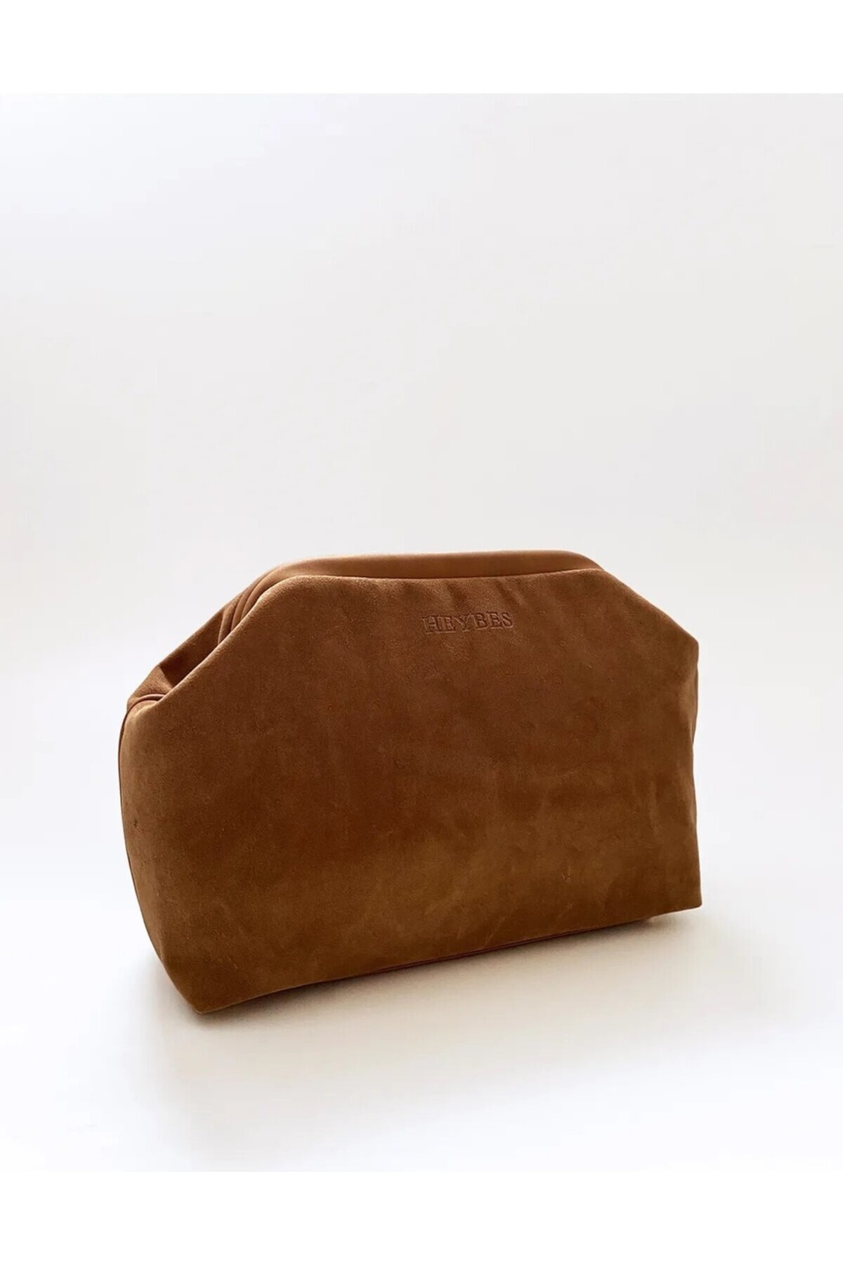 HEYBE'S Heybes Kadın Taba Kahve Süet Clutch El Çantası