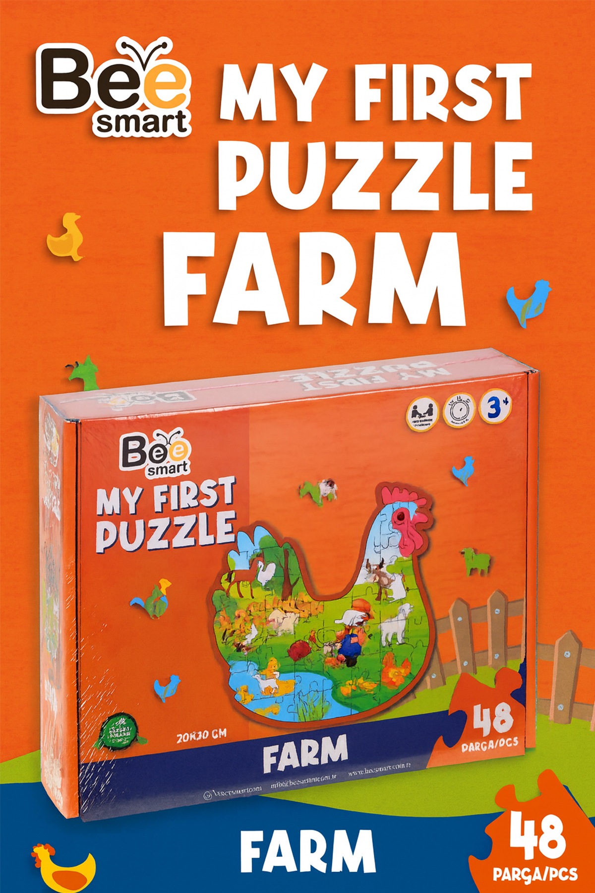 PUZZLE/38Beets：未開封CD HAK İŞ OYUNCAK Bee Smart My First Puzzle Ahşap – Çiftlik 48 Parça