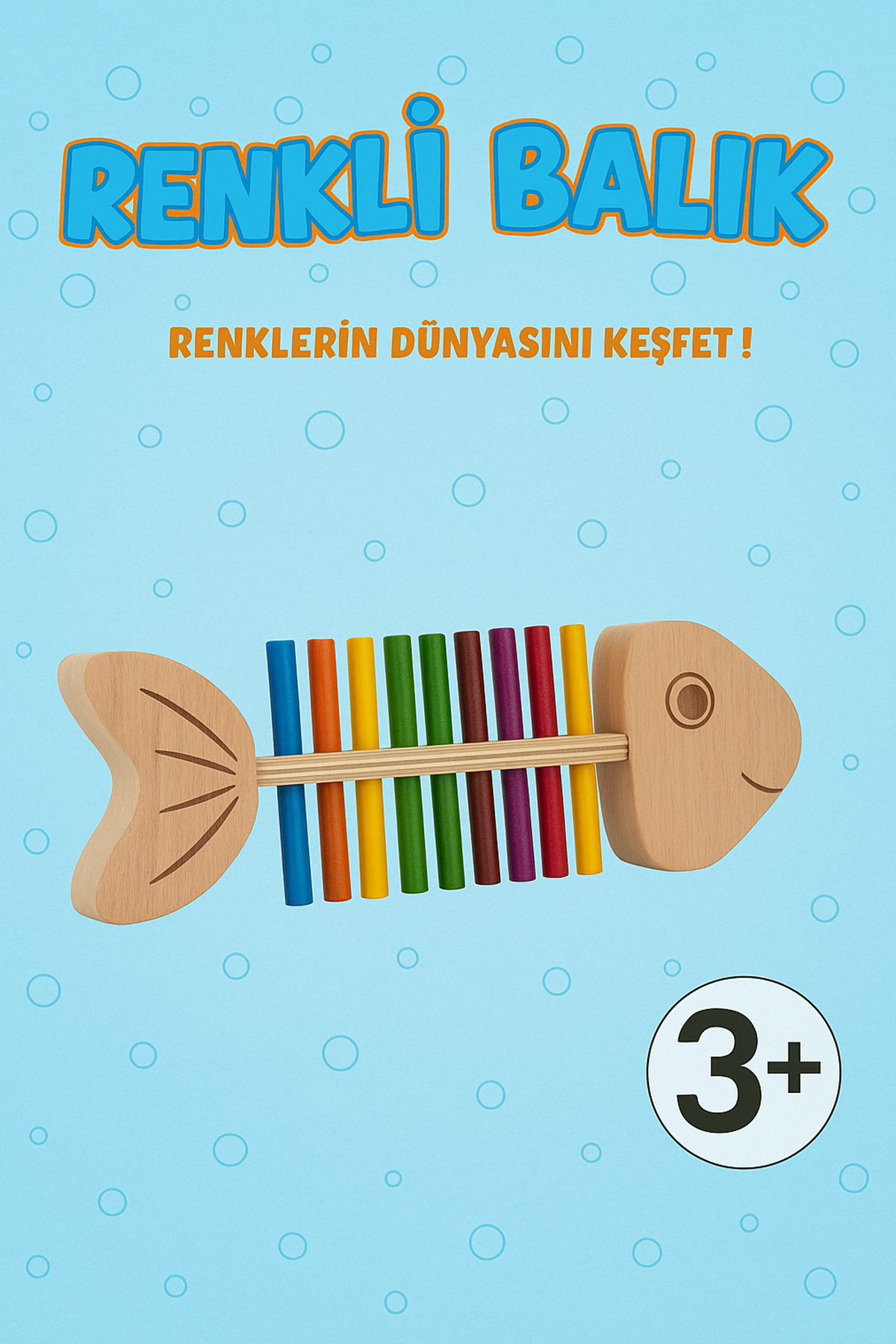 HAK İŞ OYUNCAK Bee Smart Montessori Renkli Kılçıklı Balık Ahşap Eğitici Oyuncak – 30 Görev Kartlı (3+ Yaş) fotoğrafı 2 (önizleme)